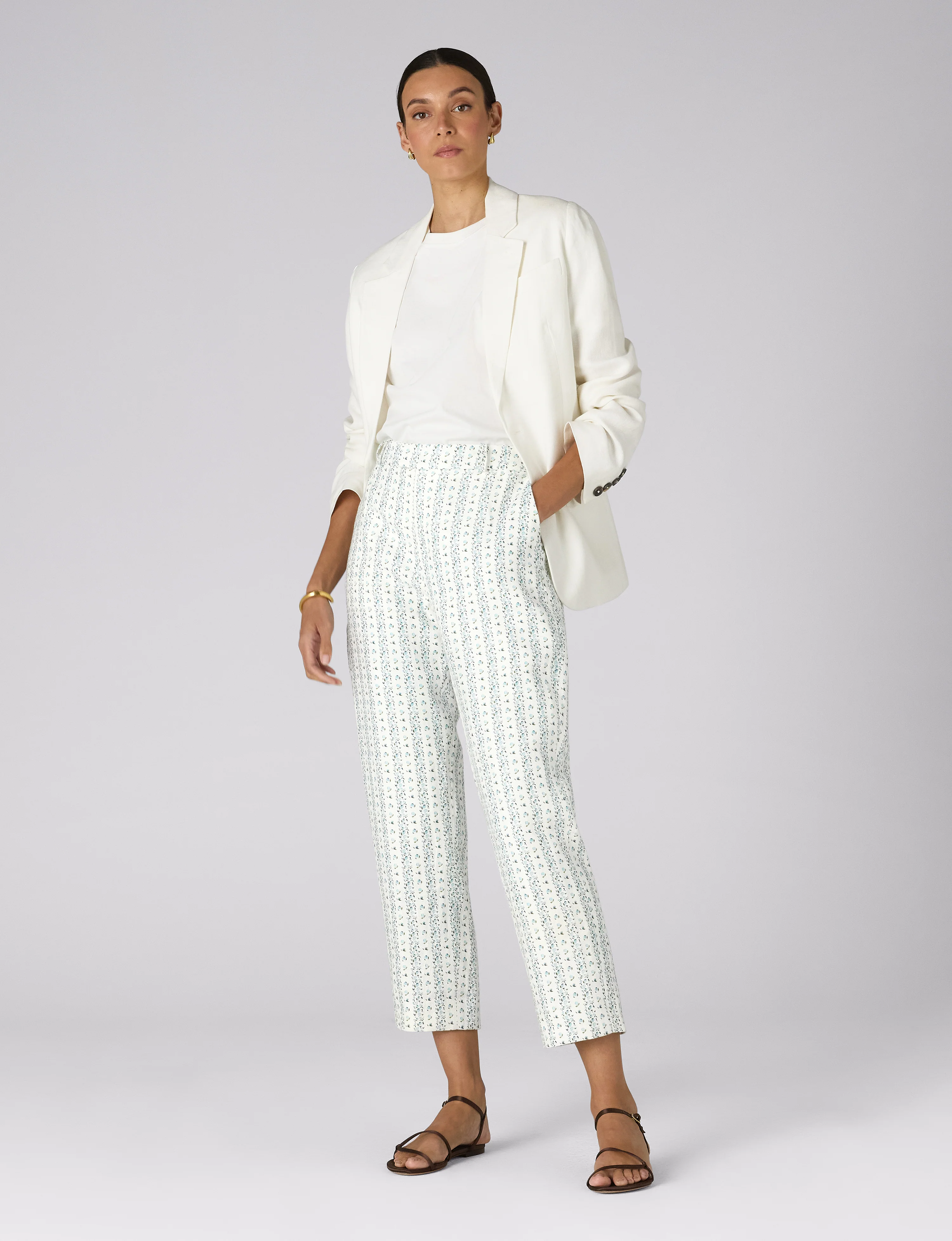 Regent Cigarette Trouser: Linen, Plum Print - With Nothing Underneath