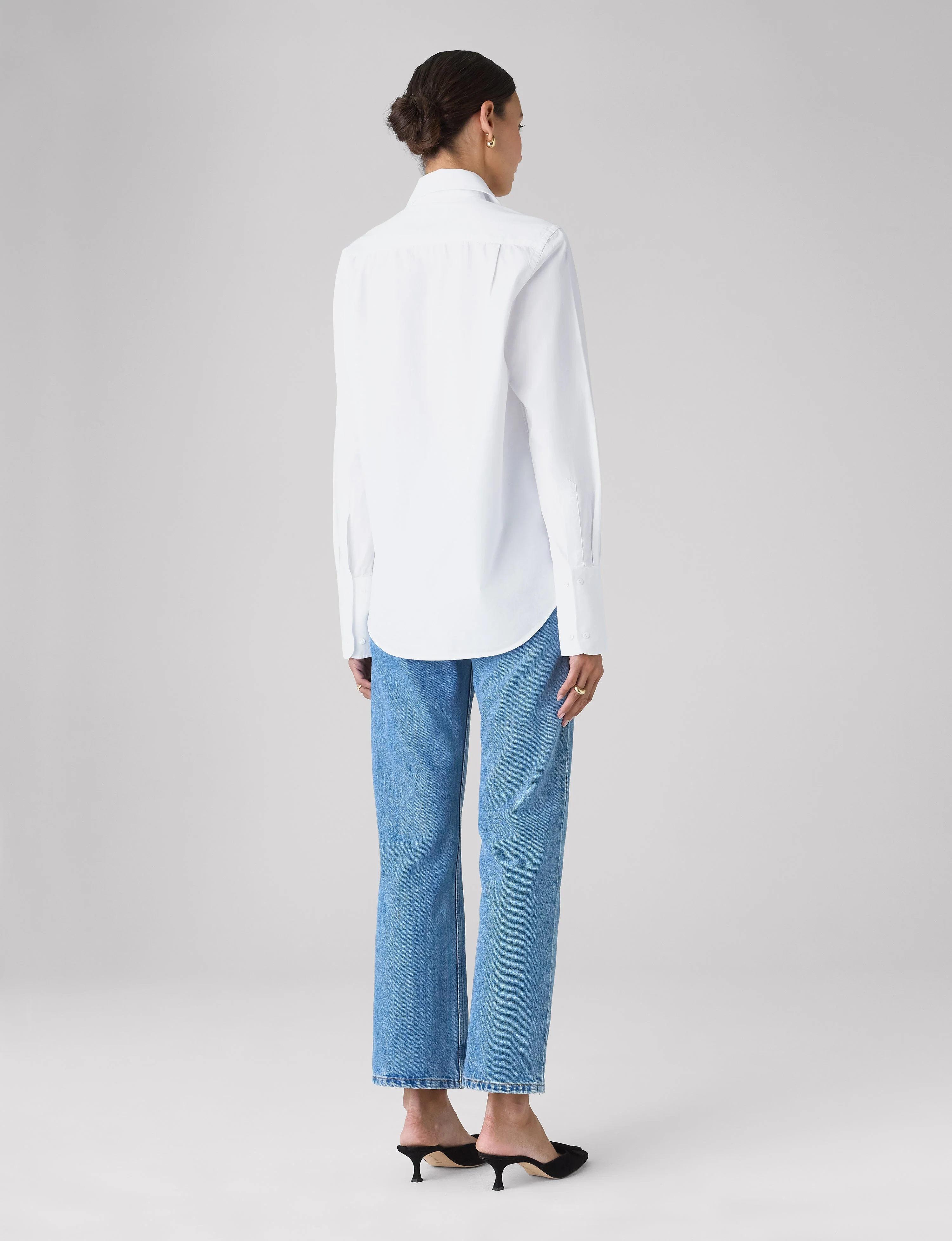 The Boyfriend Exaggerated Cuff: Fine Poplin, White - With Nothing Underneath