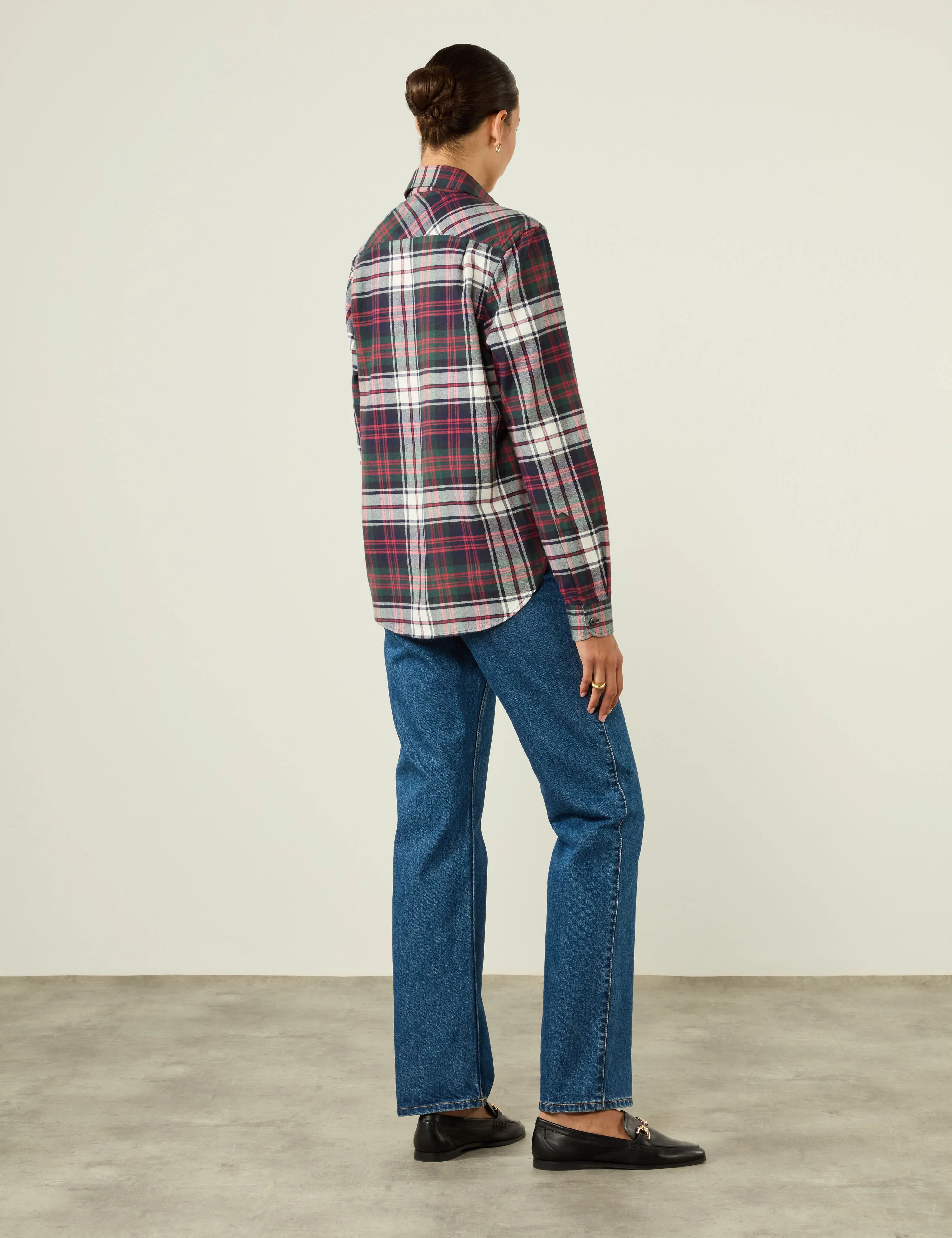 The Classic: Fine Brushed, White and Red Plaid - With Nothing Underneath