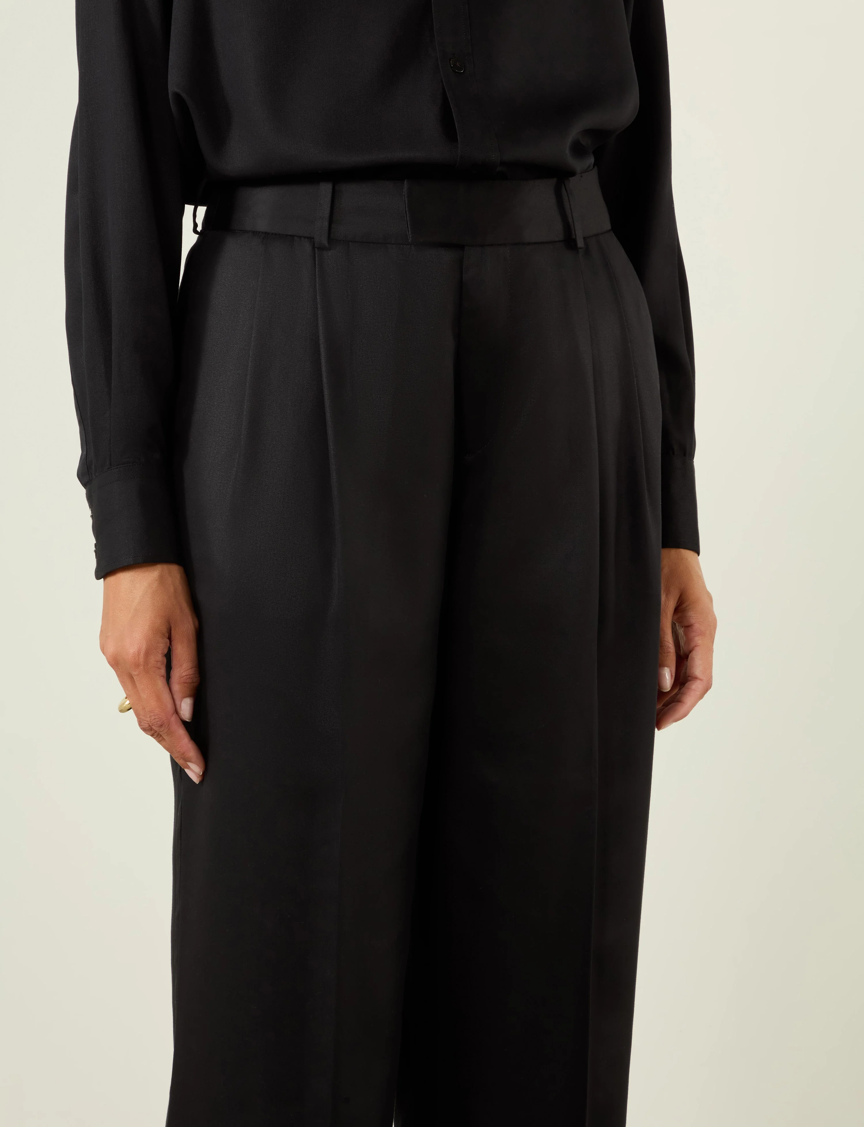 Rampling Trouser: TENCEL™ Lyocell Satin, Black - With Nothing Underneath