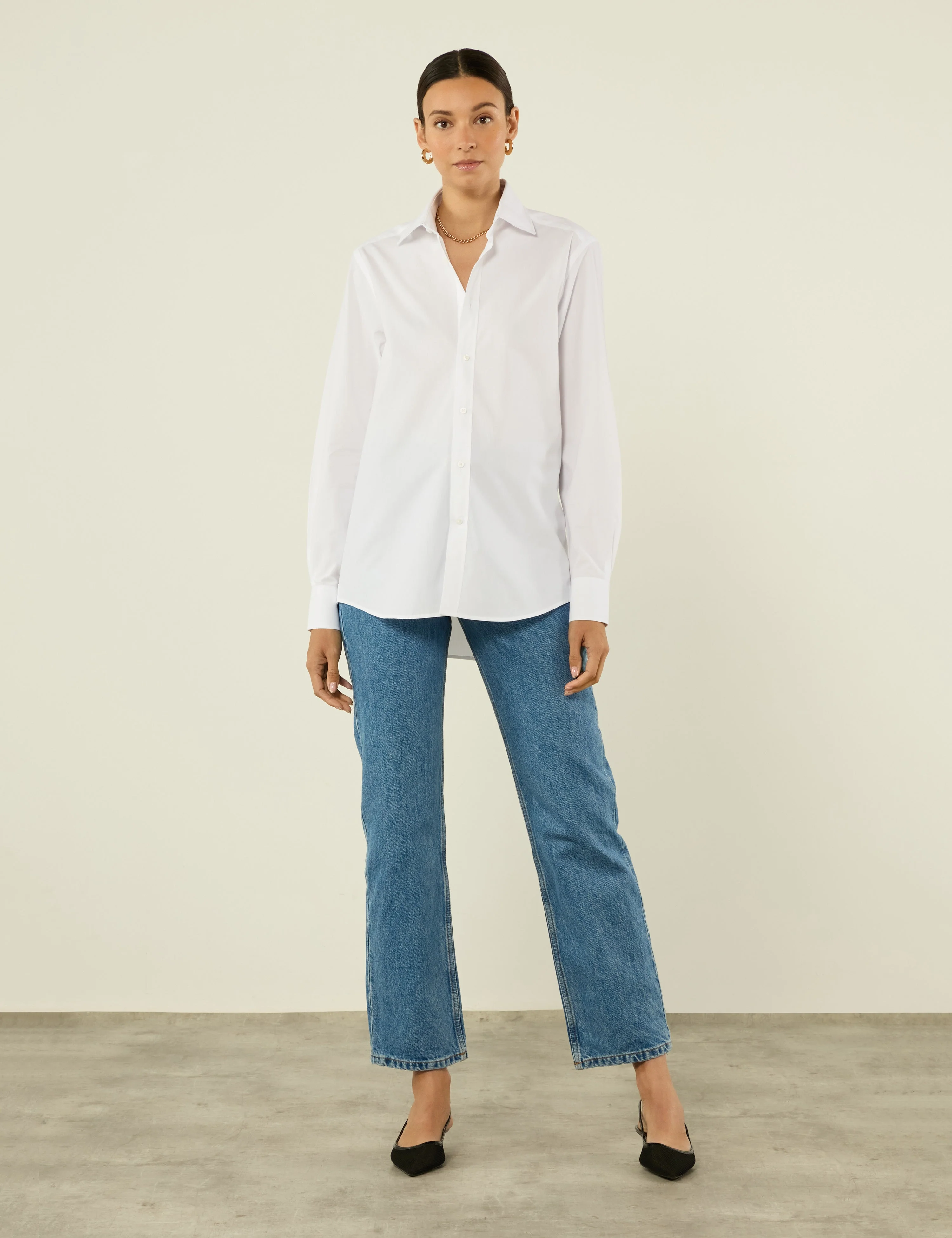 The Boyfriend: Fine Poplin, White - With Nothing Underneath