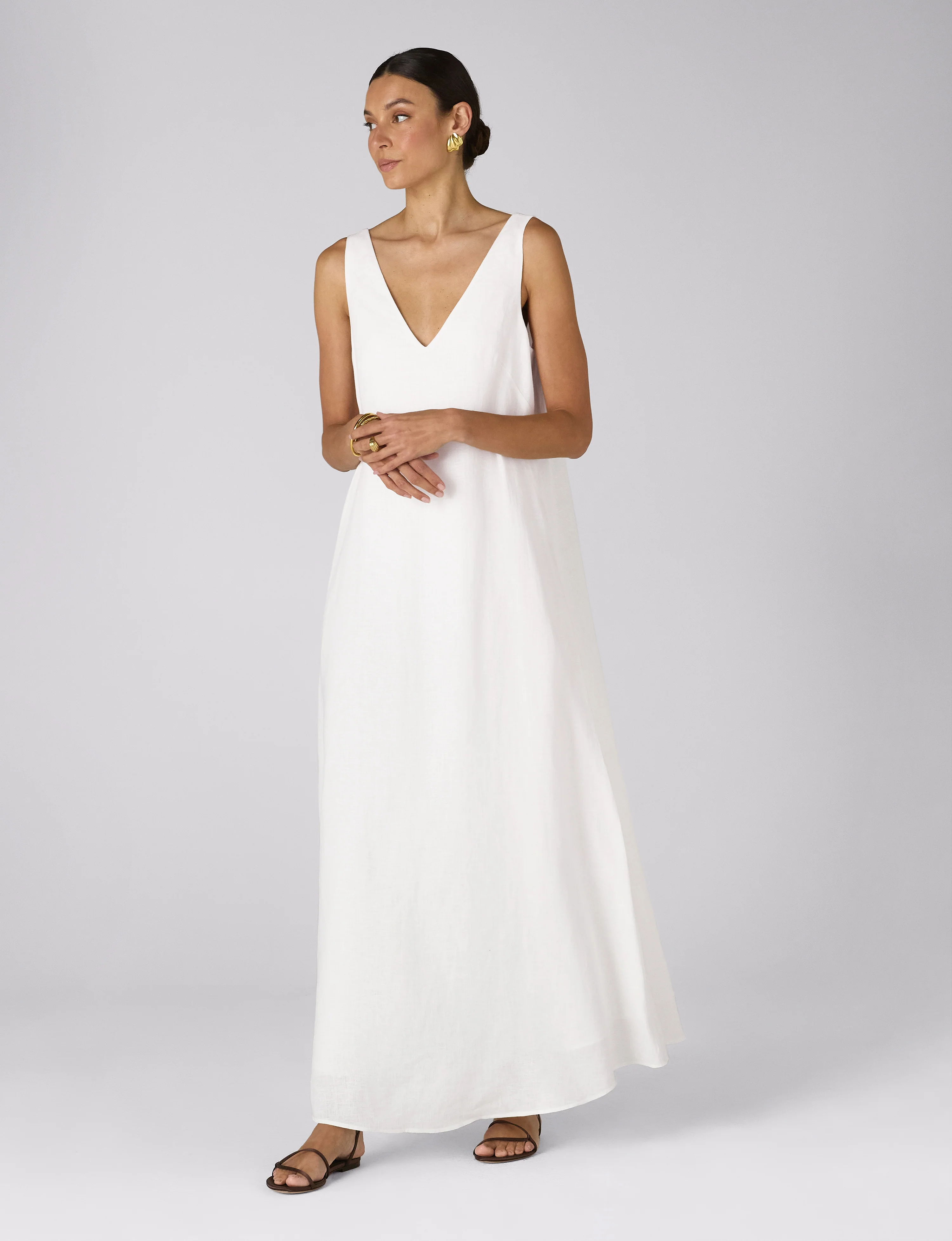 Blenheim Dress: Linen, White - With Nothing Underneath