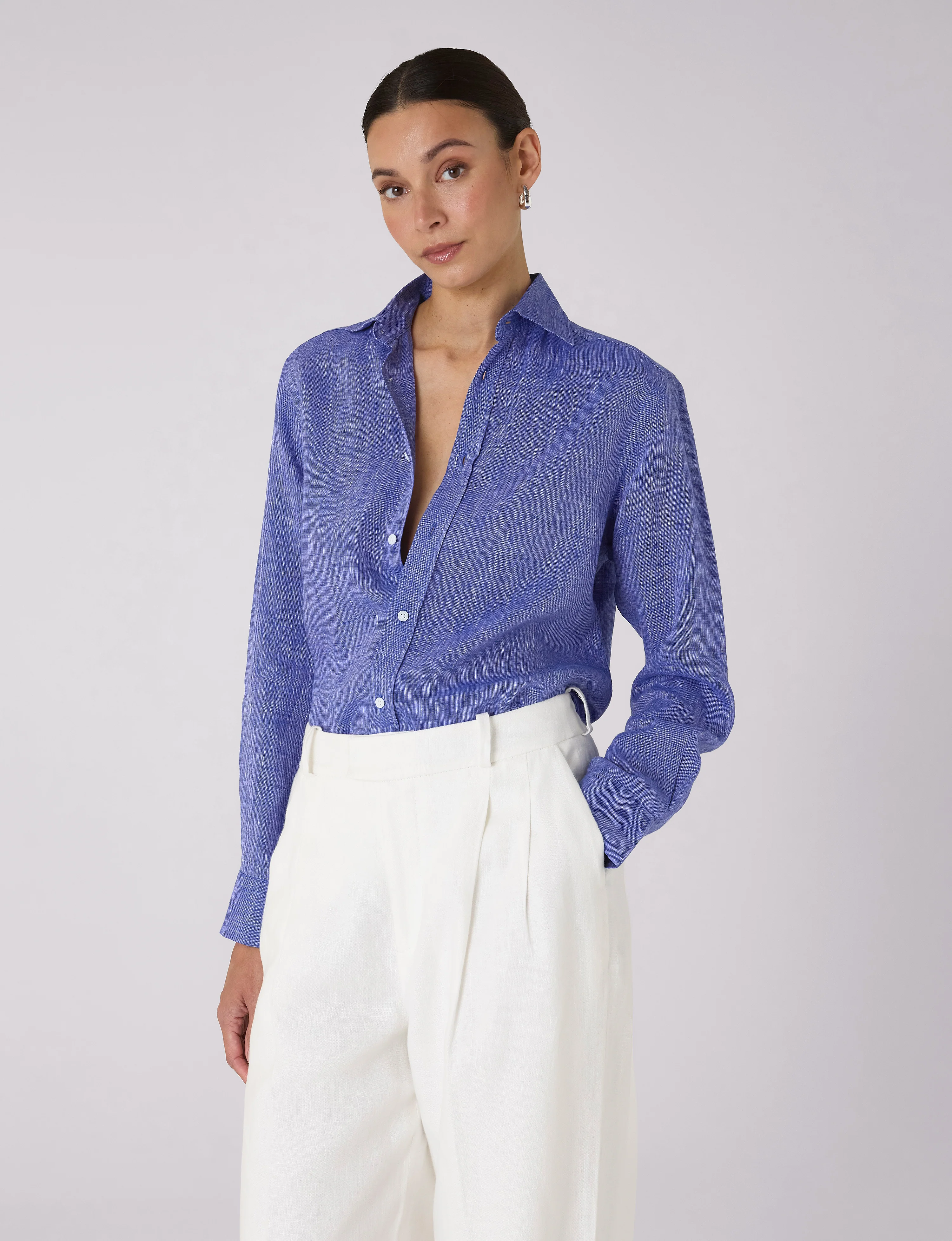 The Boyfriend: Linen, Lapis Blue - With Nothing Underneath