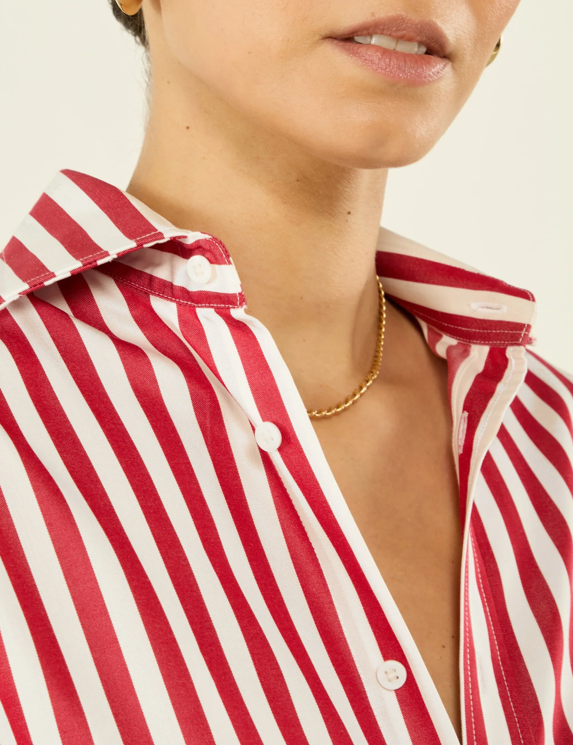 The Boyfriend: TENCEL™ Lyocell, Maple Red Stripe - With Nothing Underneath