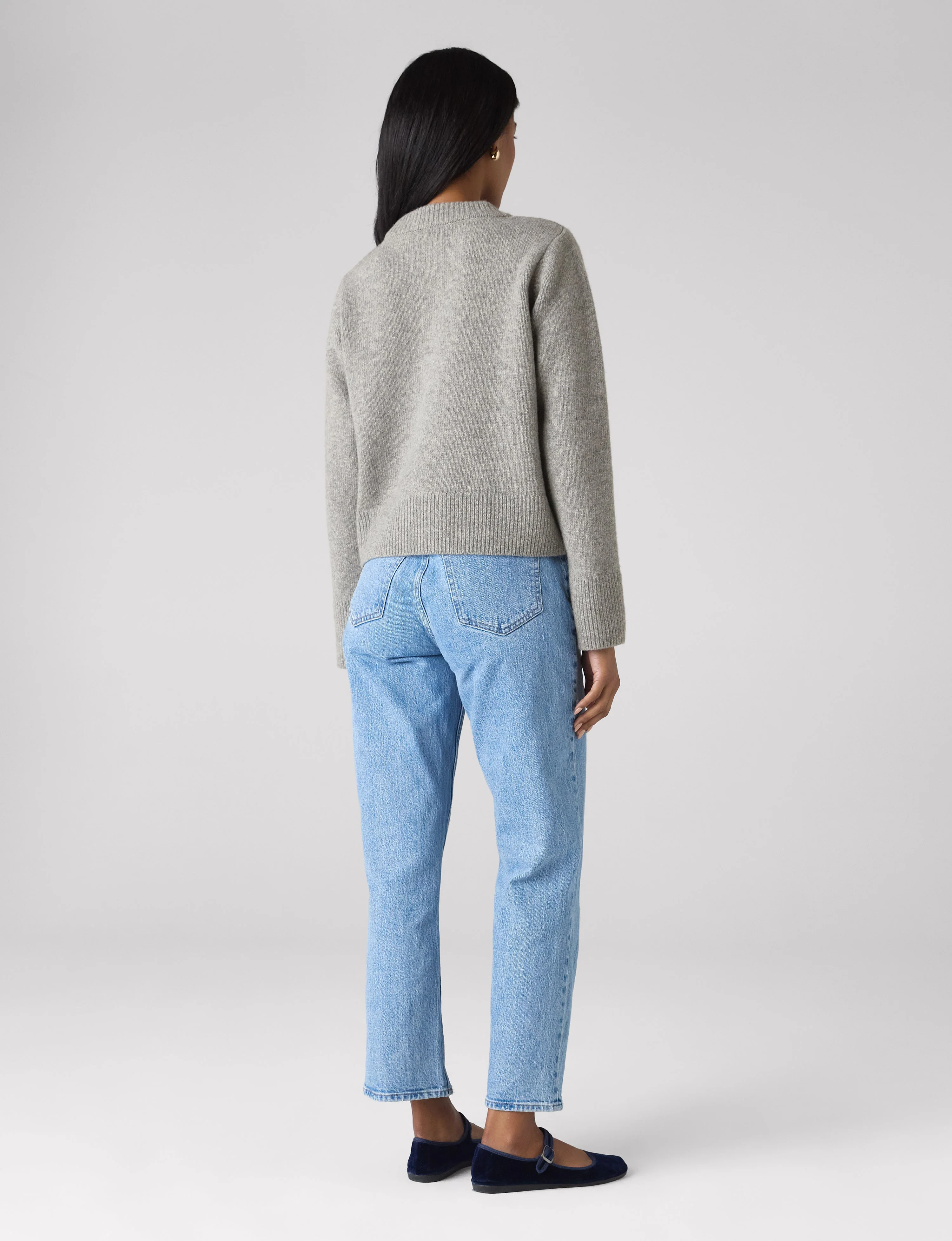 Devon Jumper: Wool, Mid Grey Melange - With Nothing Underneath