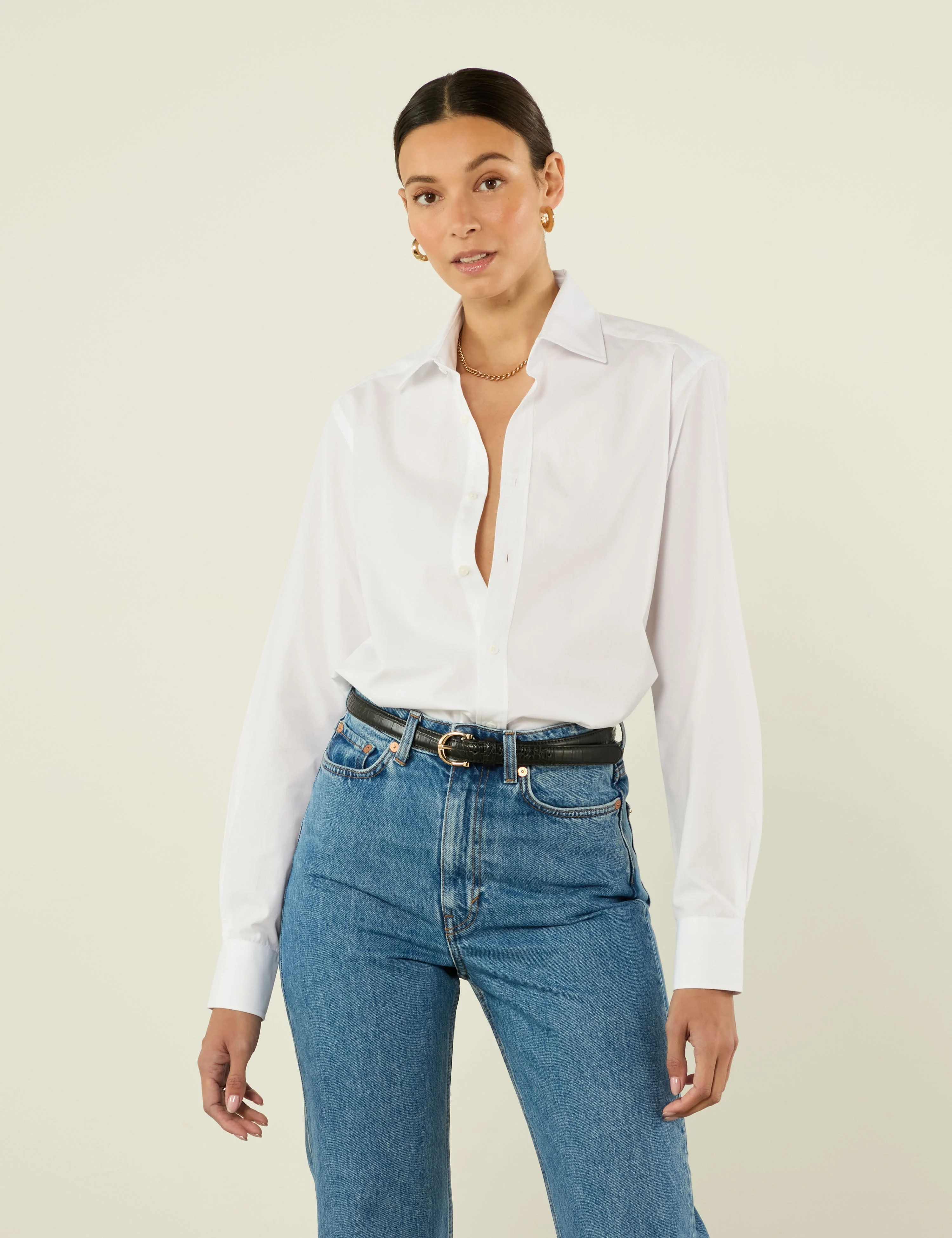 The Boyfriend: Fine Poplin, White - With Nothing Underneath