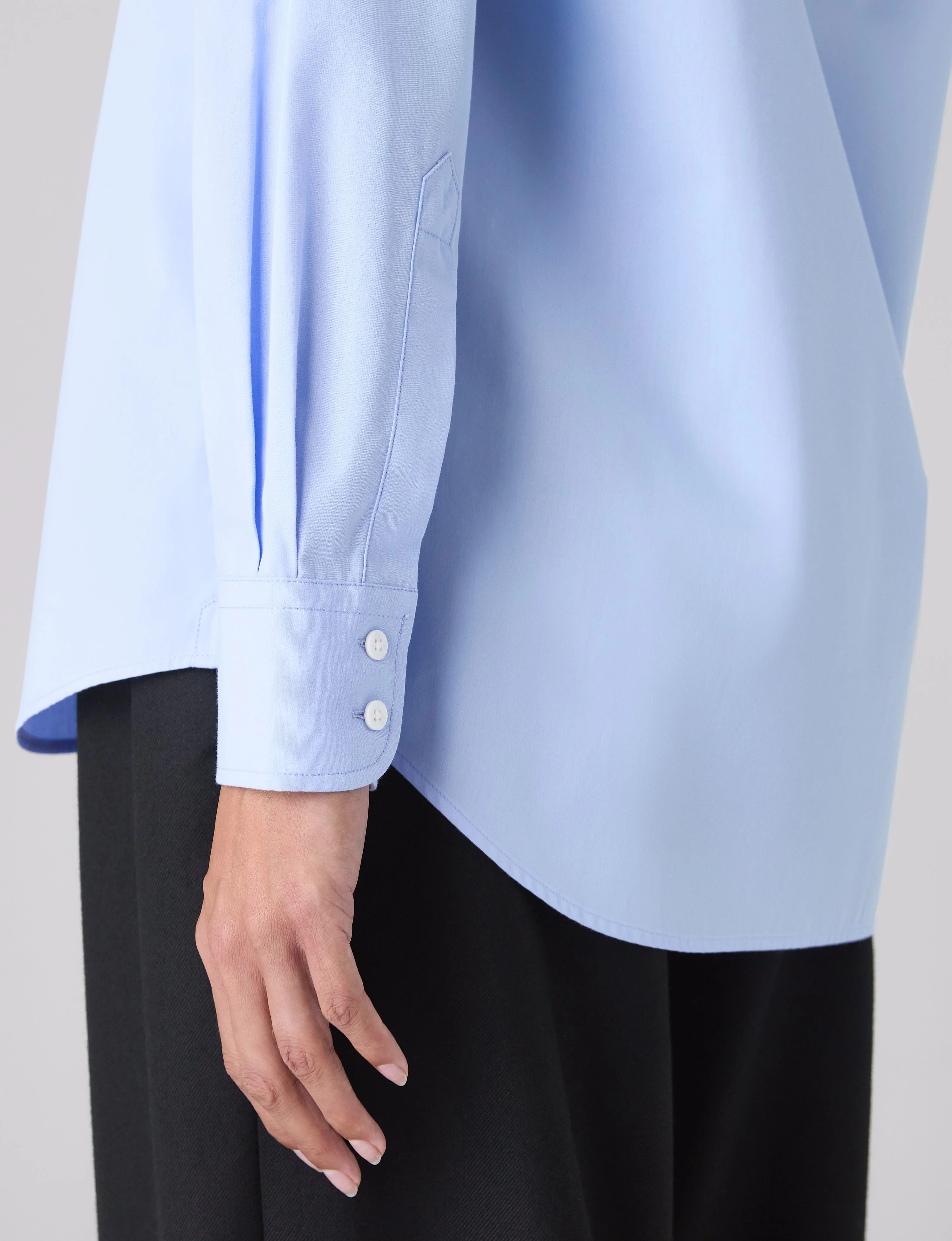 The Boyfriend: Fine Poplin, Sky Blue - With Nothing Underneath