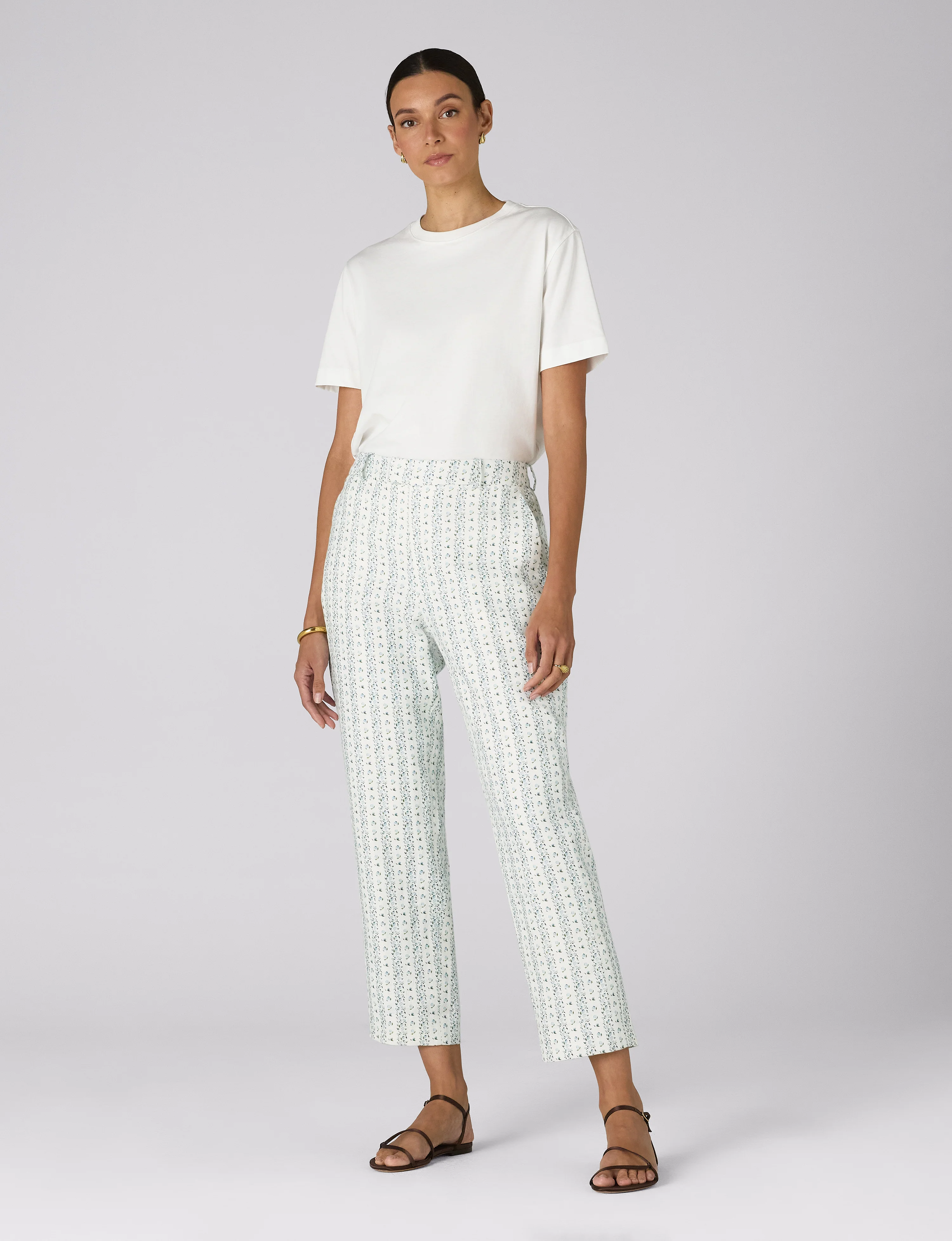 Regent Cigarette Trouser: Linen, Plum Print - With Nothing Underneath
