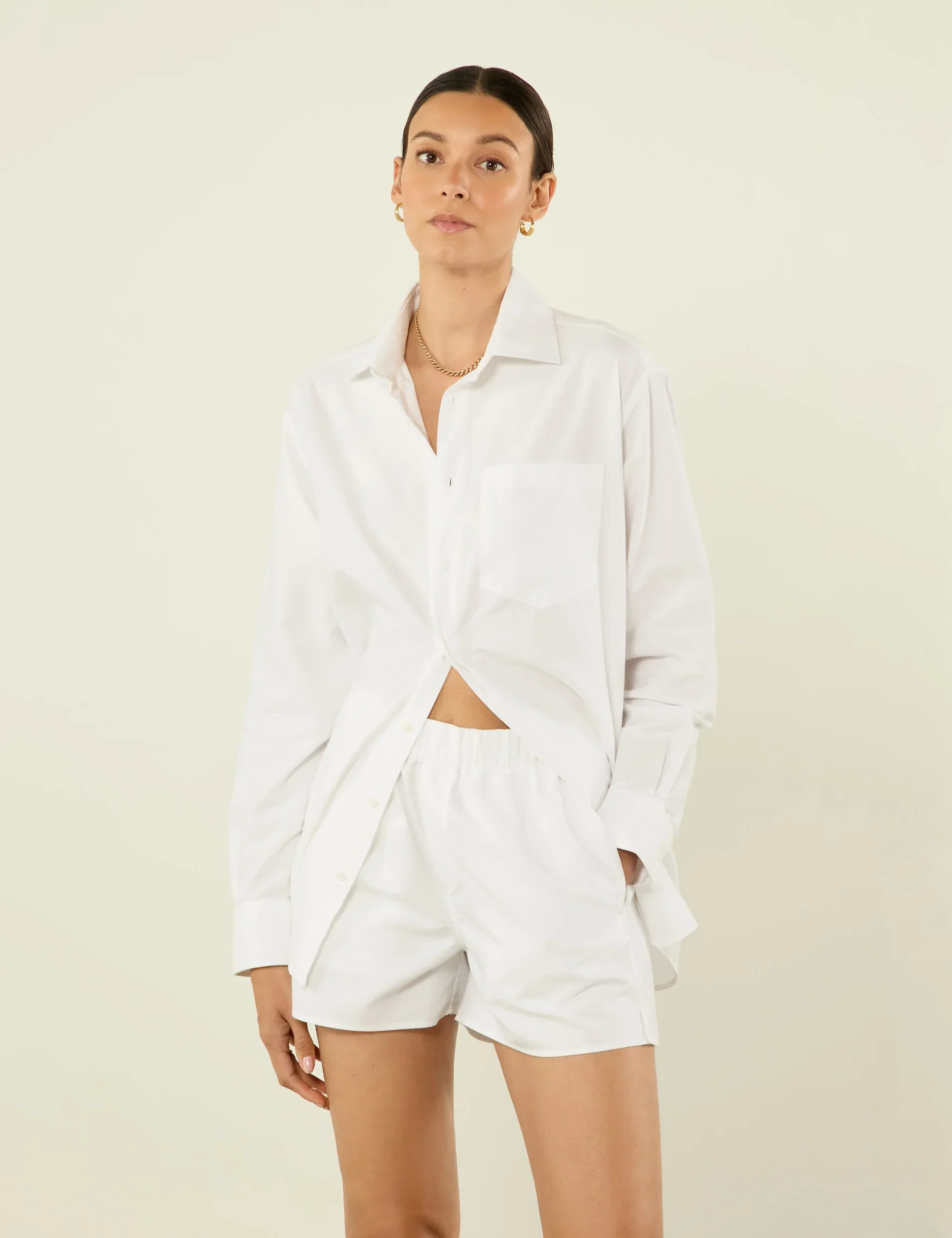 The Boxer: Oxford, White - With Nothing Underneath