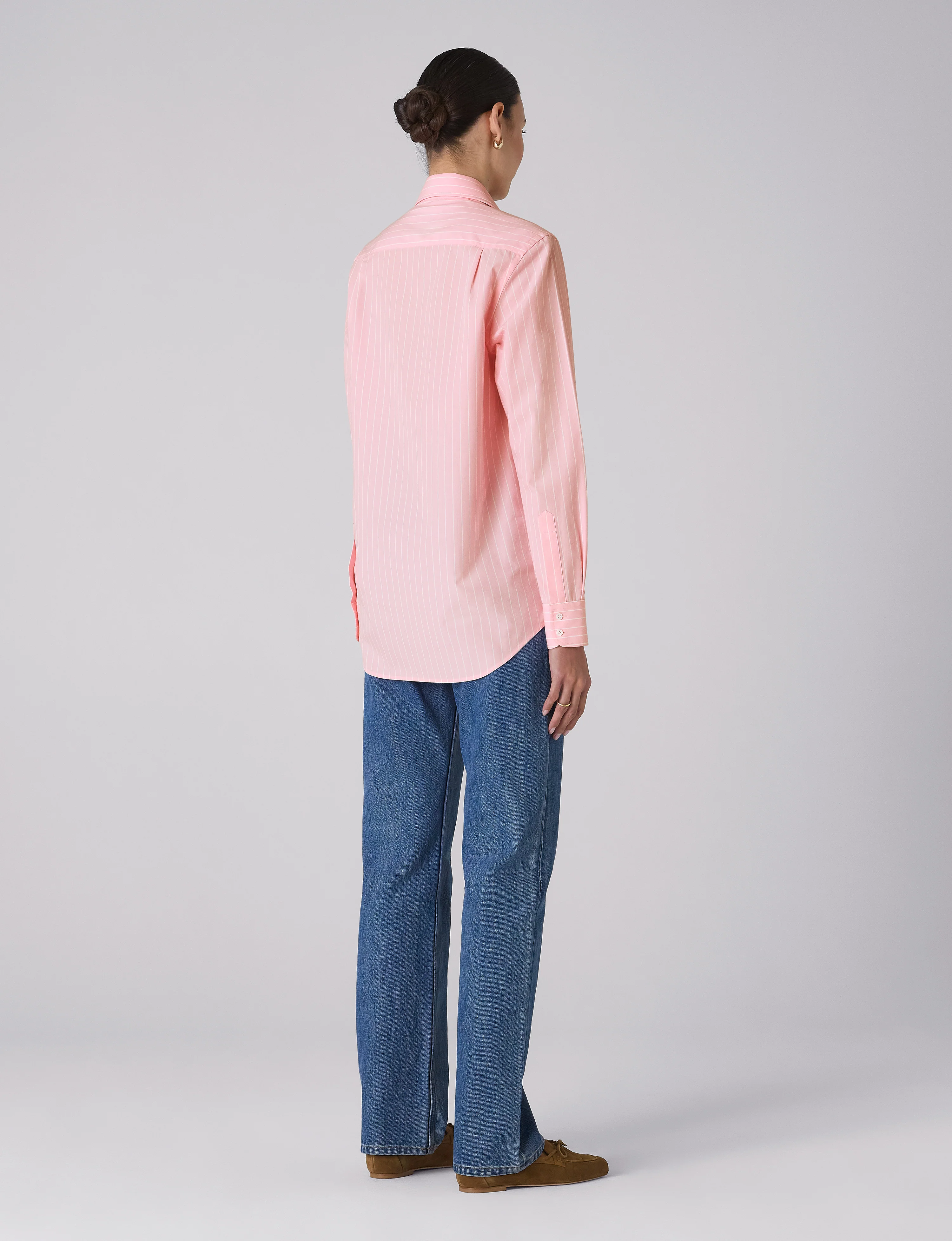 The Boyfriend: Fine Poplin, Light Pink Stripe - With Nothing Underneath