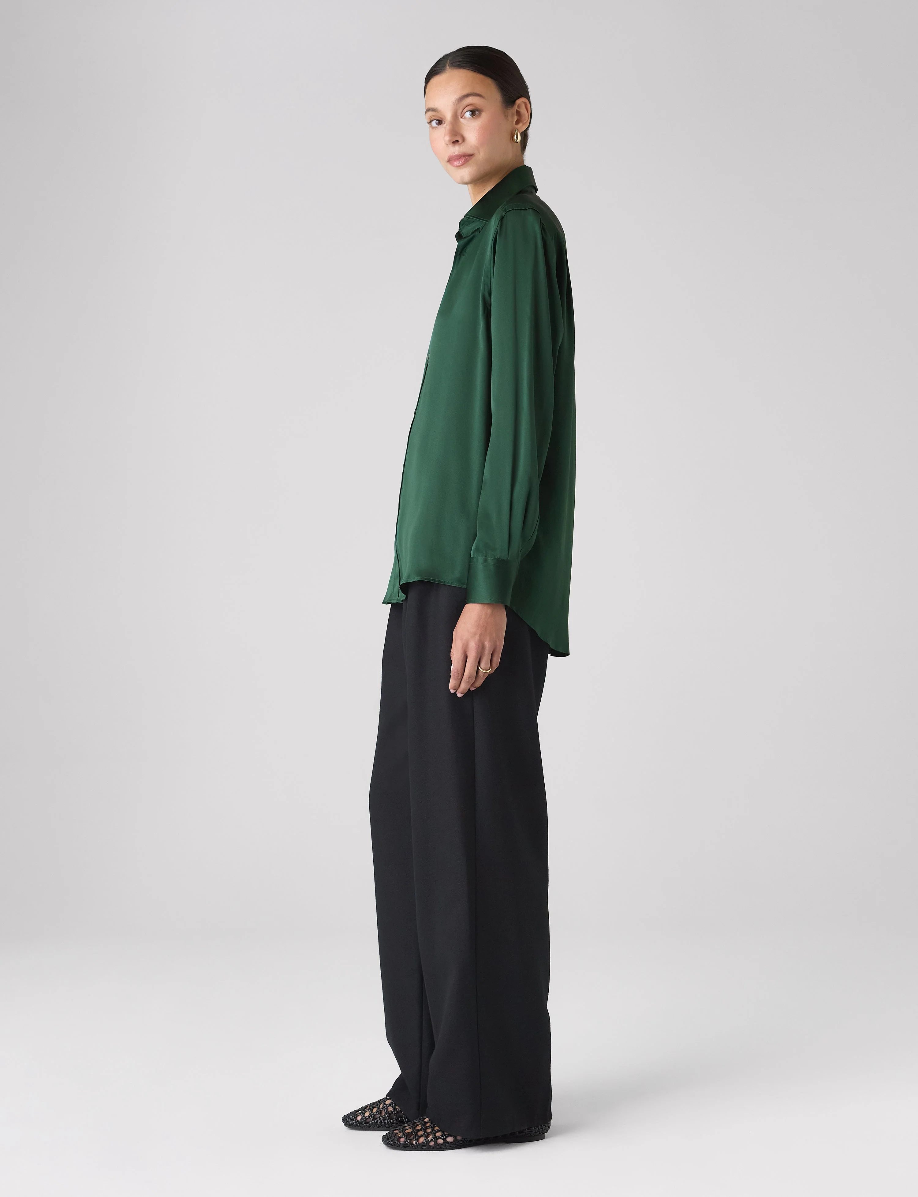 The Boyfriend: Silk Satin, Emerald Green - With Nothing Underneath