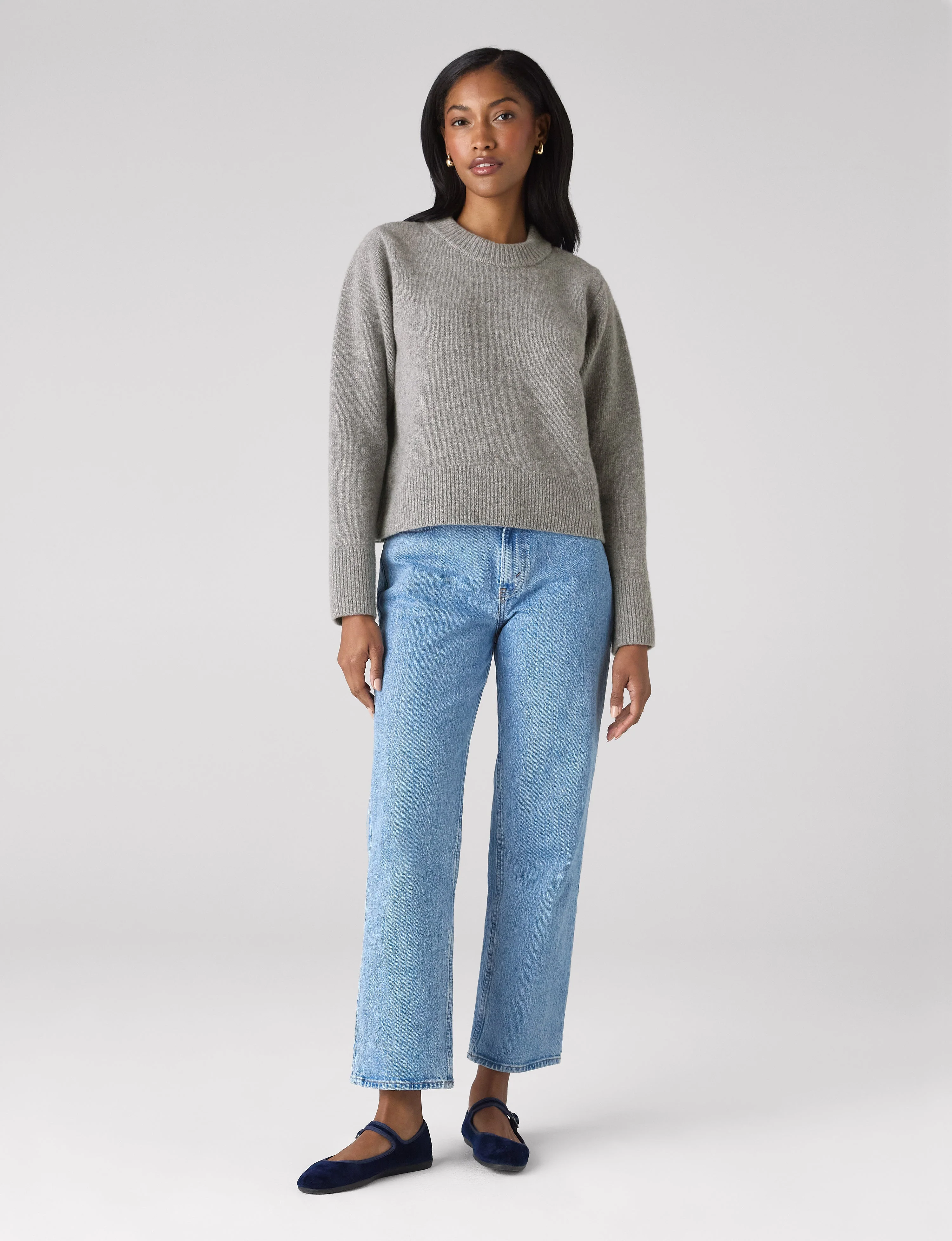 Devon Jumper: Wool, Mid Grey Melange - With Nothing Underneath