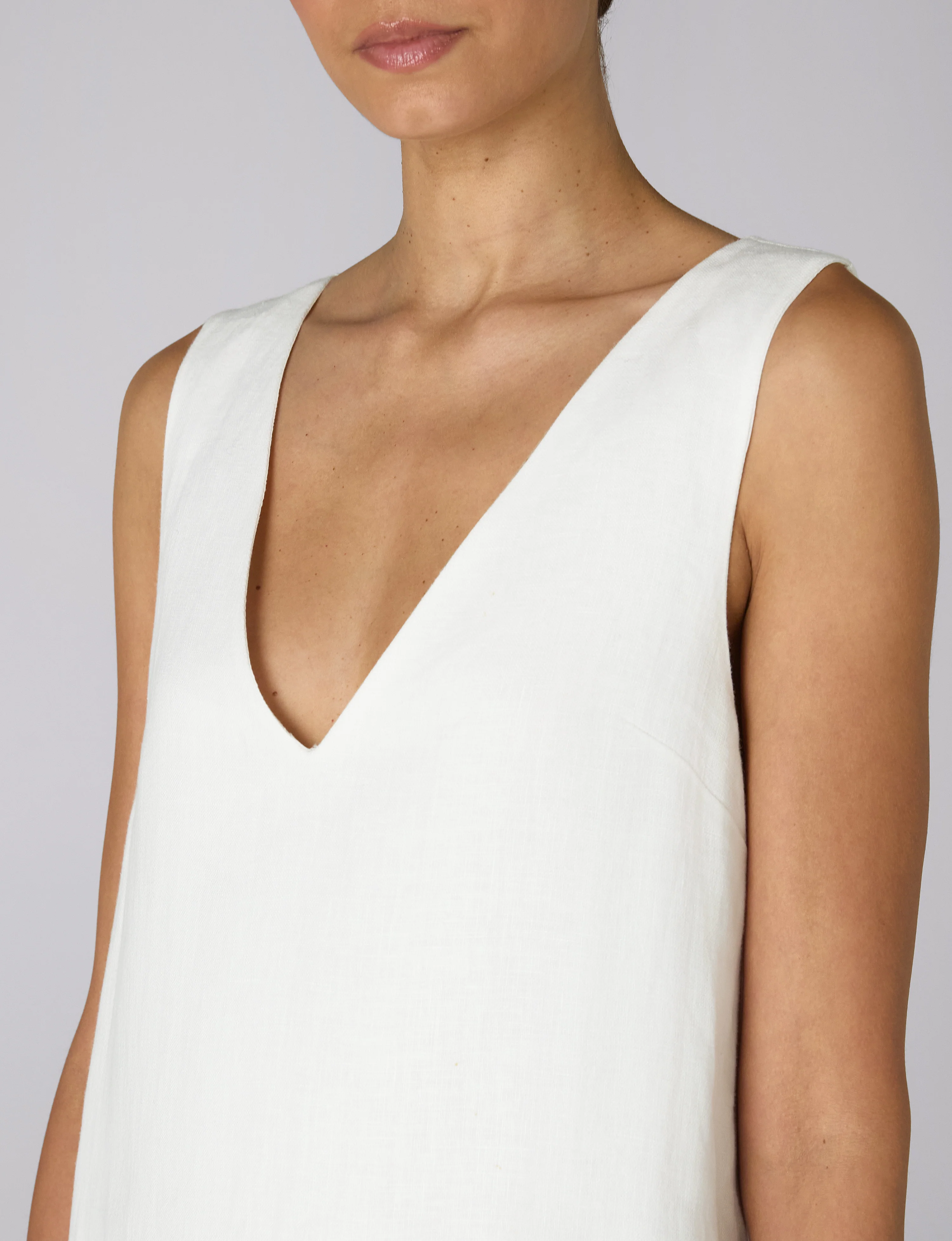 Sloane Dress: Linen, White - With Nothing Underneath