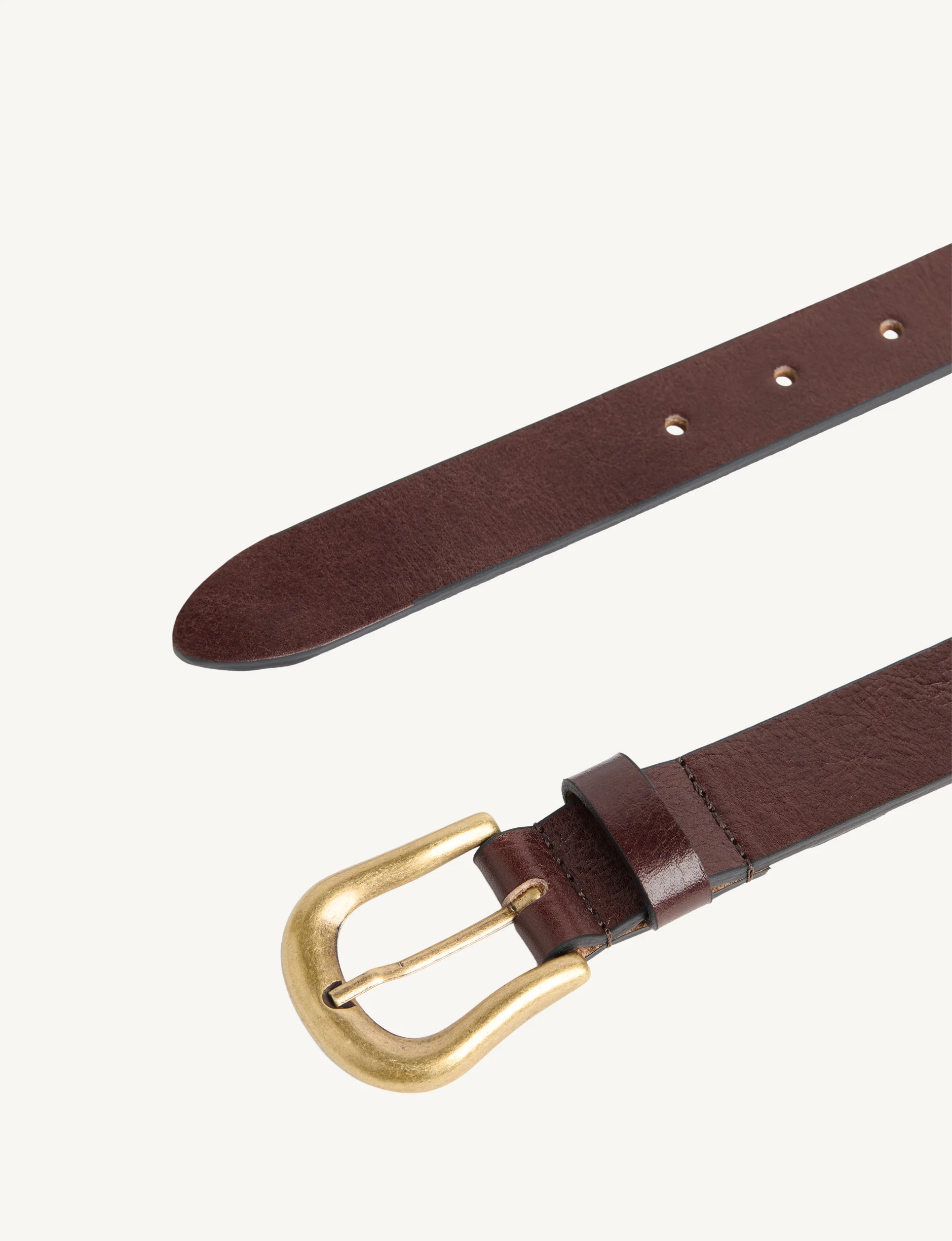 Stirrup Belt: Patent Leather, Chocolate with Antique Gold - With Nothing Underneath