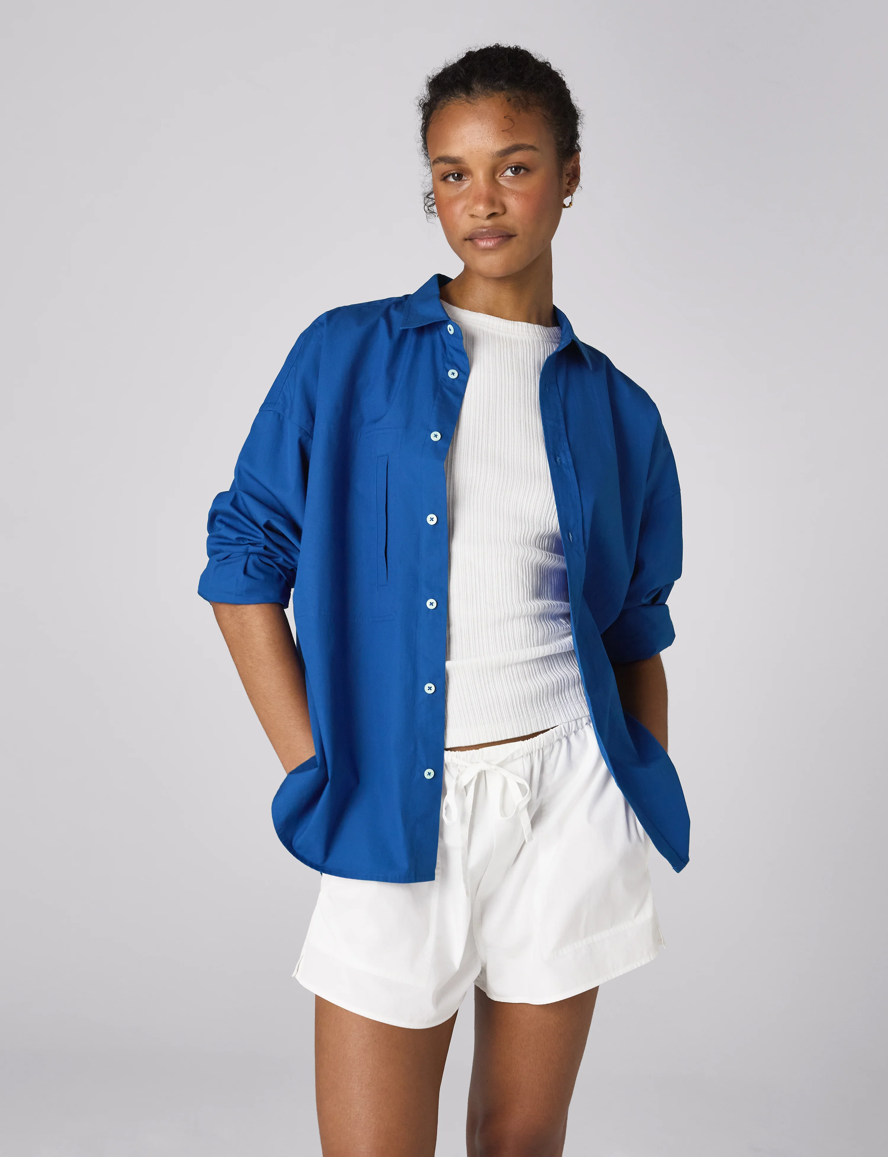 Sóller Shirt: Fine Poplin, Cobalt Blue x Lucy Williams - With Nothing Underneath