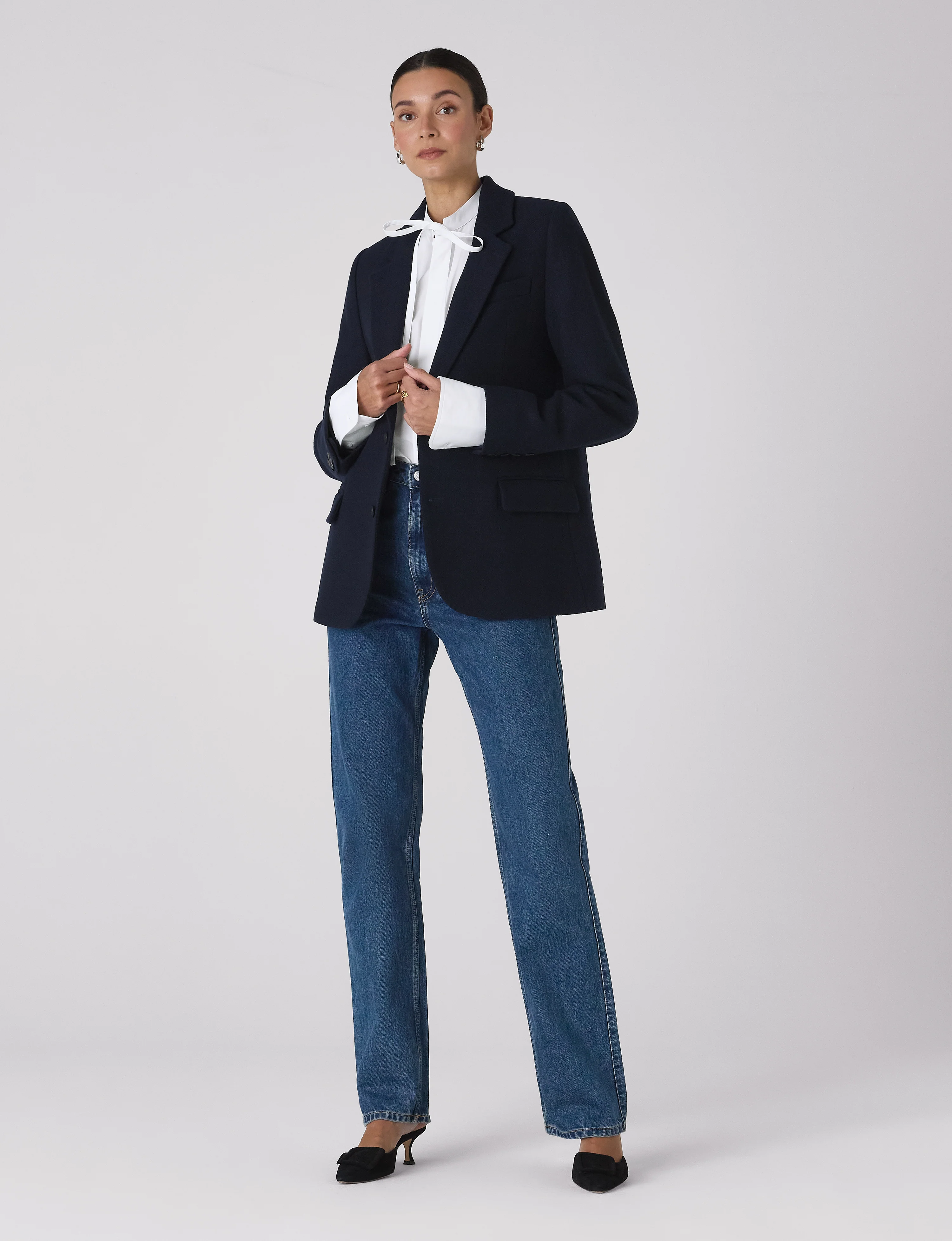 Hutton Blazer: Wool, Navy Blue - With Nothing Underneath
