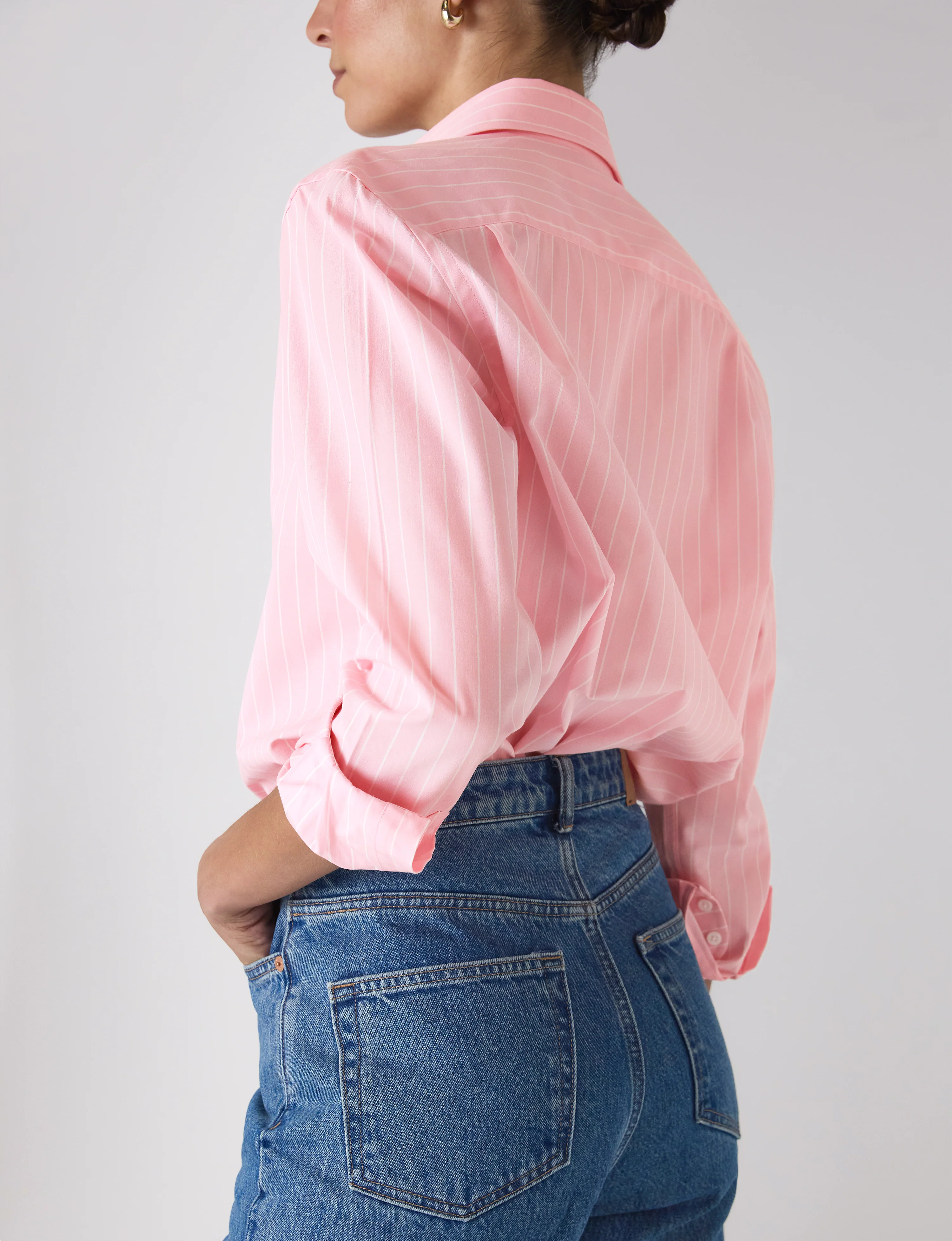 The Boyfriend: Fine Poplin, Light Pink Stripe - With Nothing Underneath