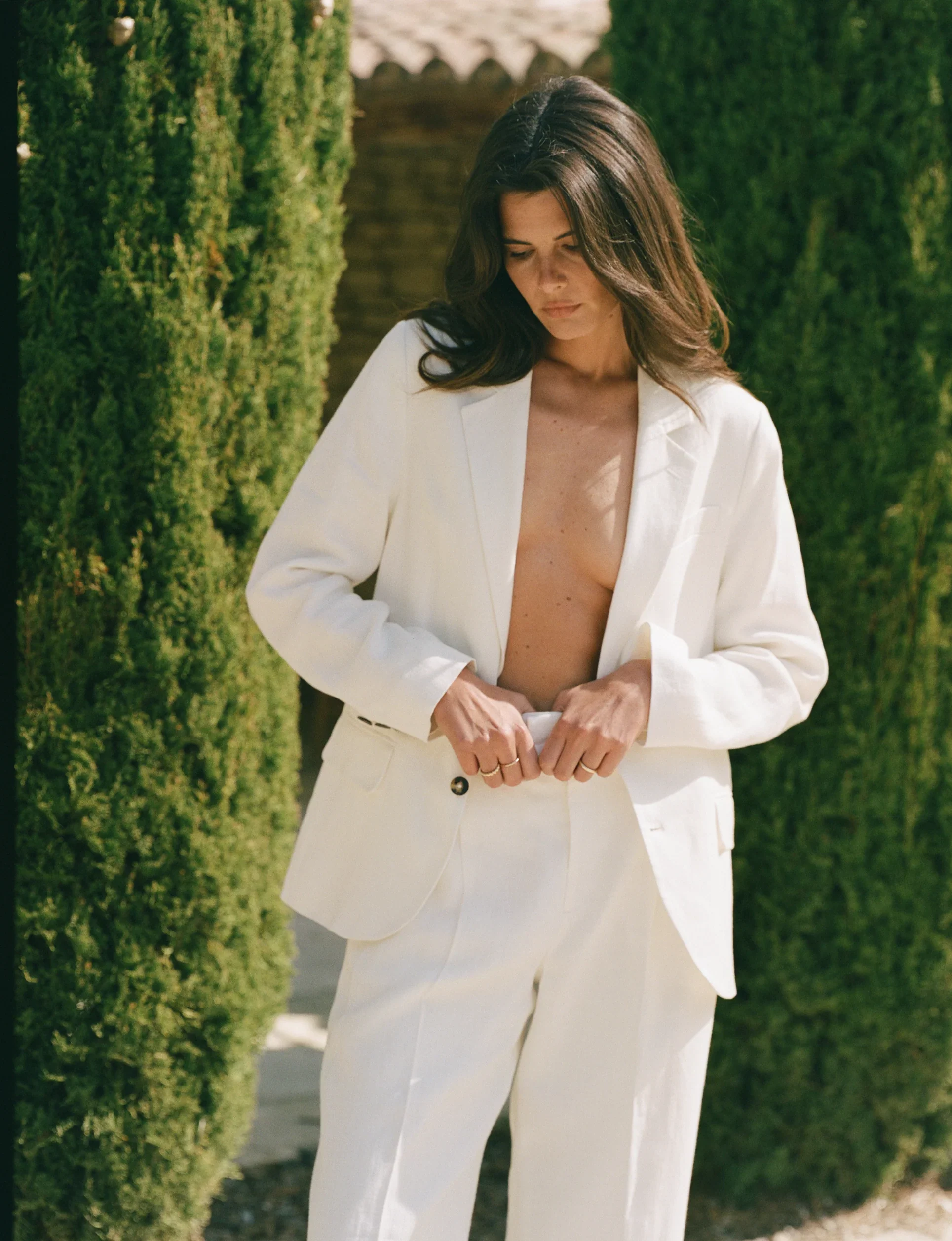 Hutton Blazer: Linen, Ivory - With Nothing Underneath