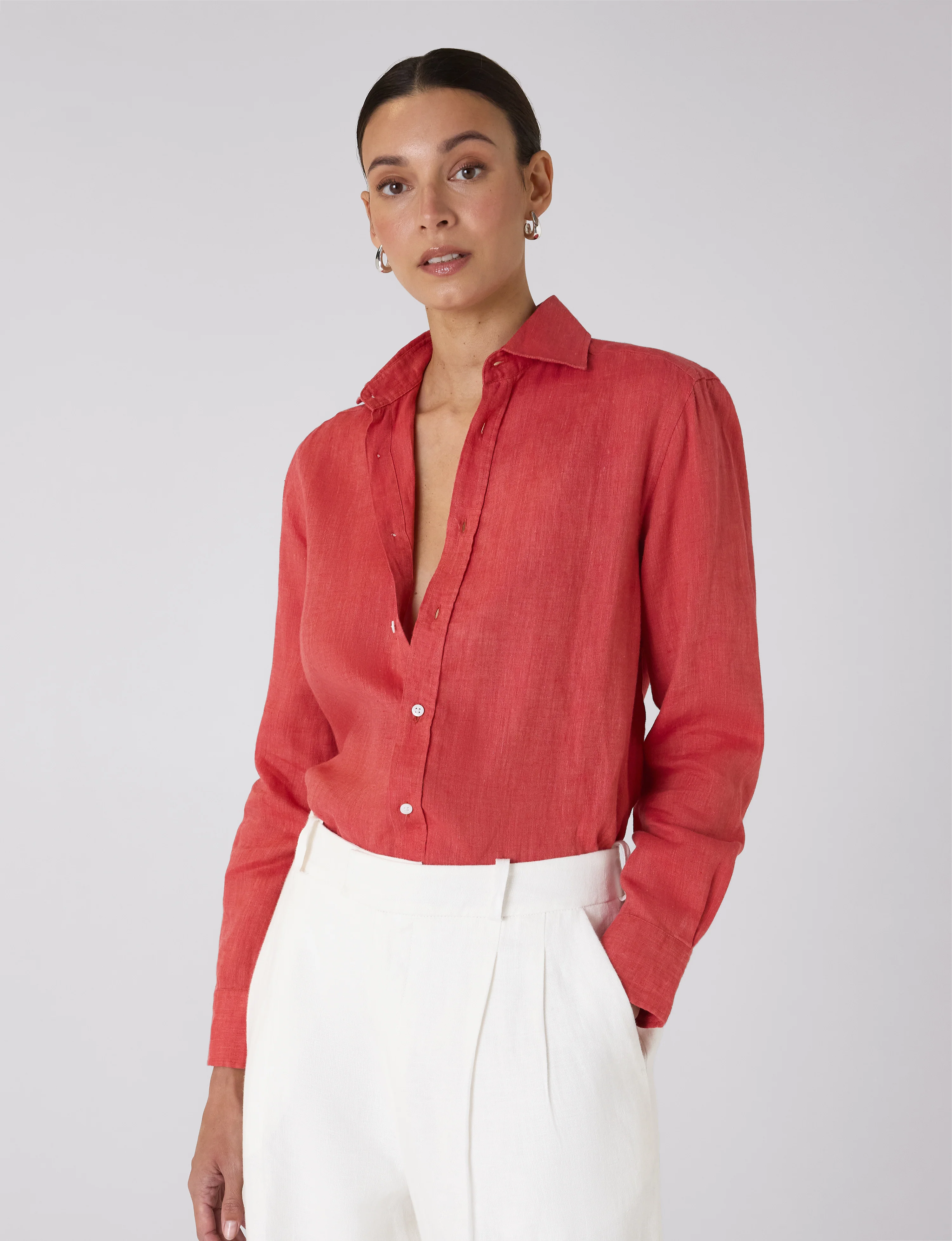 The Boyfriend: Linen, Cardinal Red - With Nothing Underneath