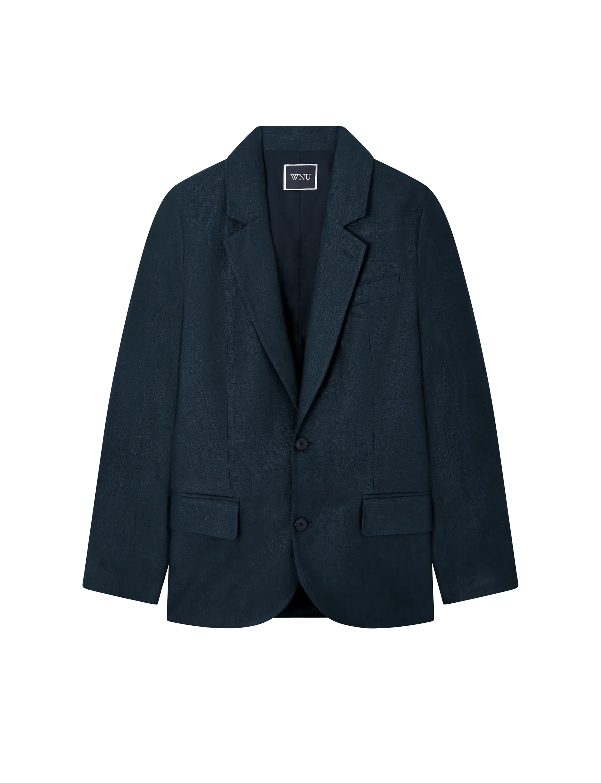 Hutton Blazer: Linen, Navy Blue - With Nothing Underneath
