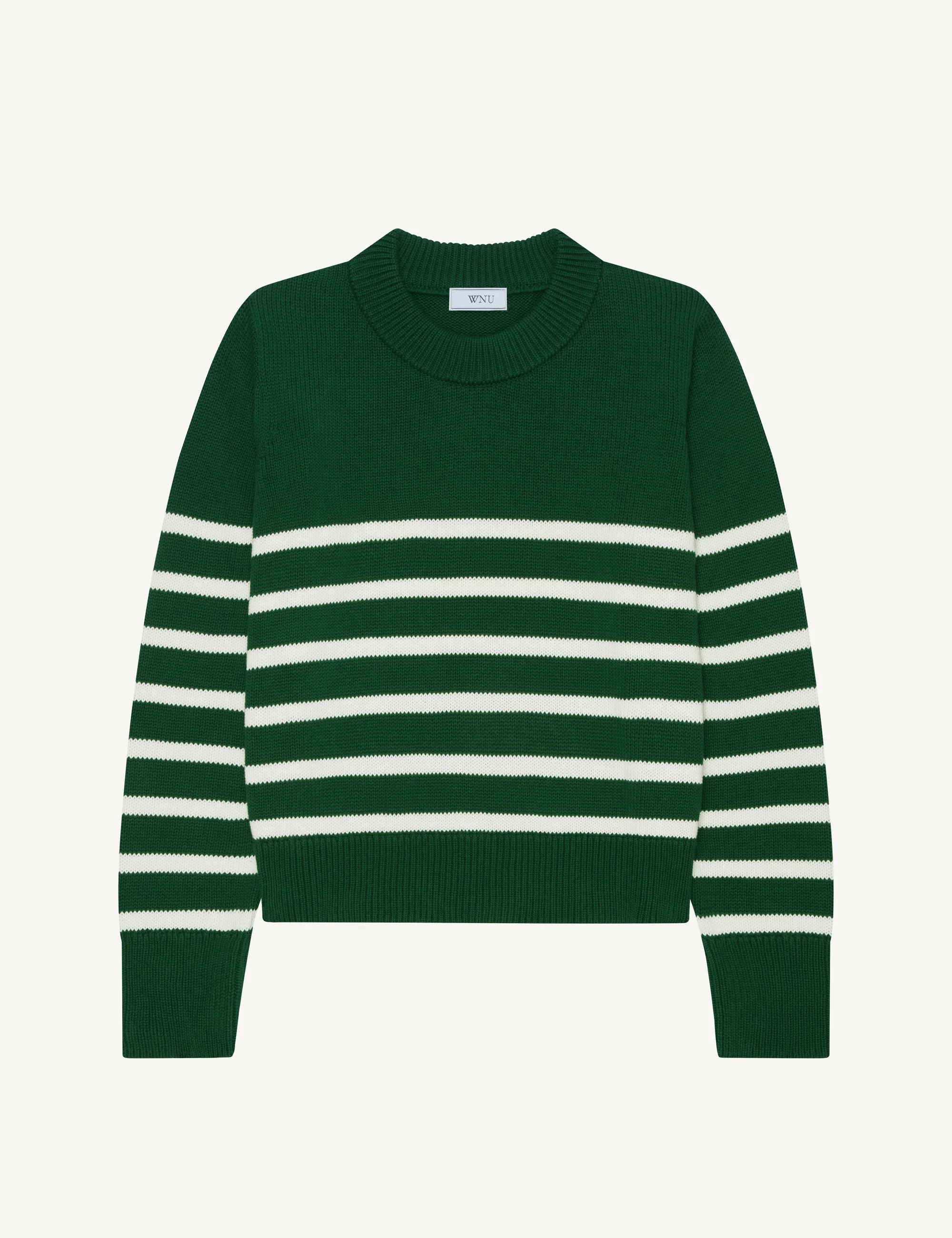 Devon Jumper: Cotton, Green and White Stripe - With Nothing Underneath