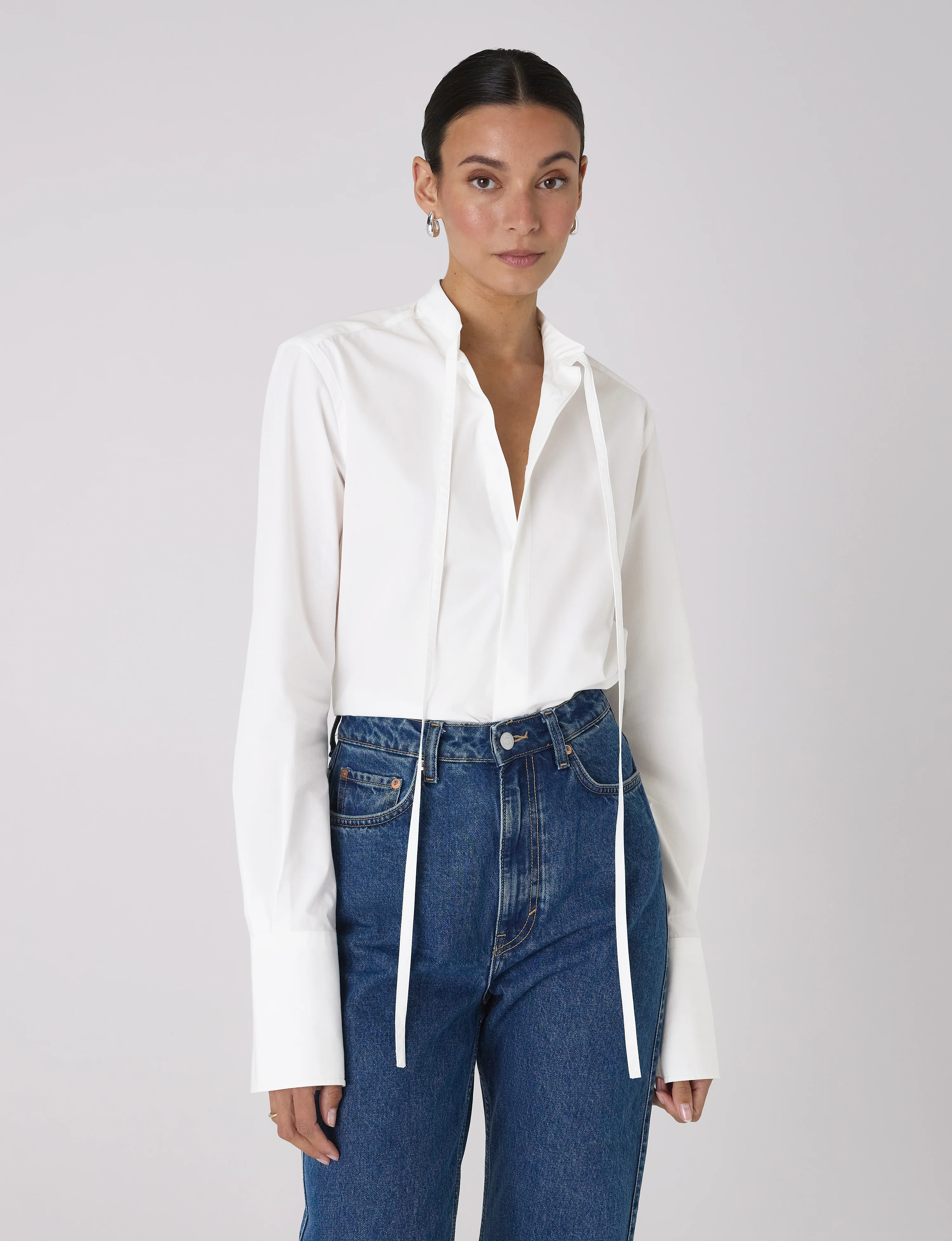 The Boyfriend Bow Tie: Fine Poplin, White - With Nothing Underneath