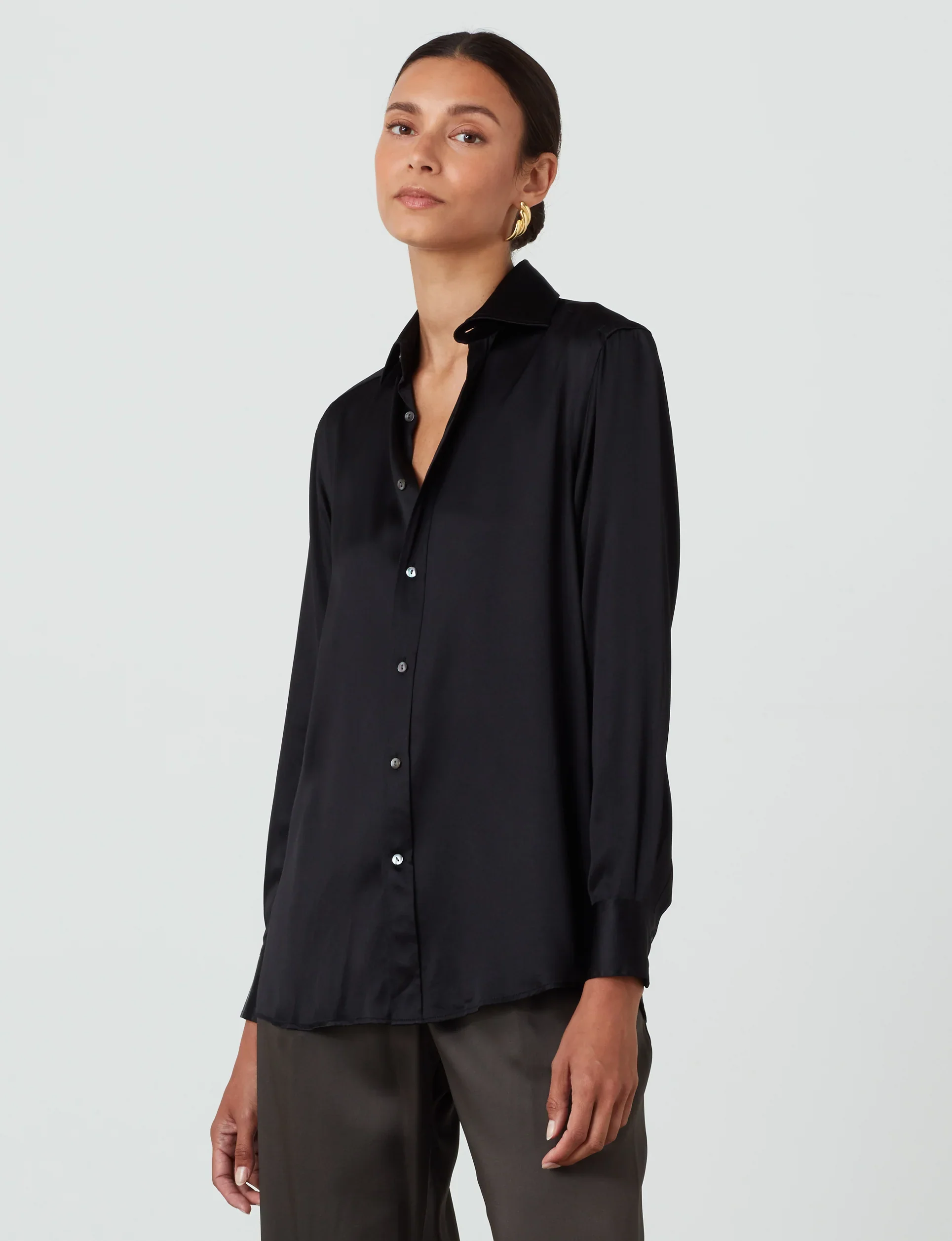 The Boyfriend: Silk Satin, Onyx - With Nothing Underneath