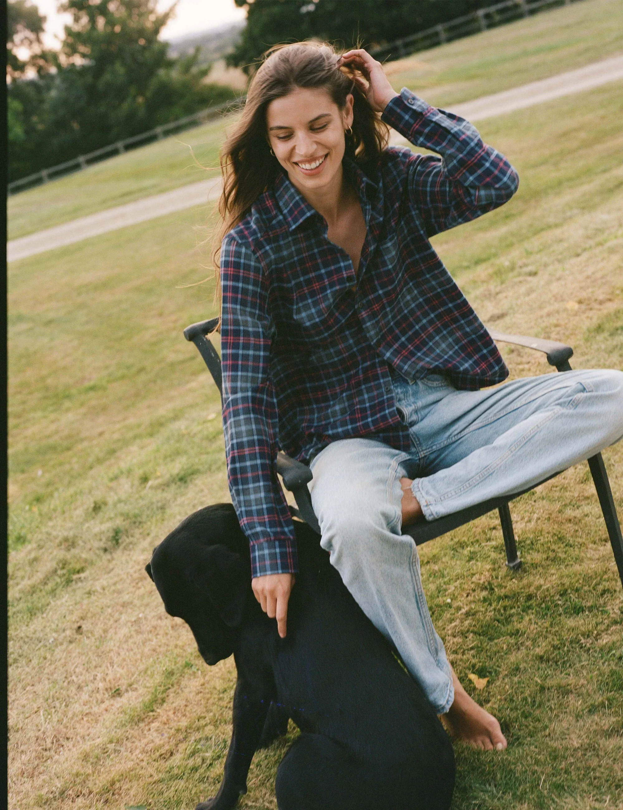 The Classic: Fine Brushed, Blue and Red Plaid - With Nothing Underneath
