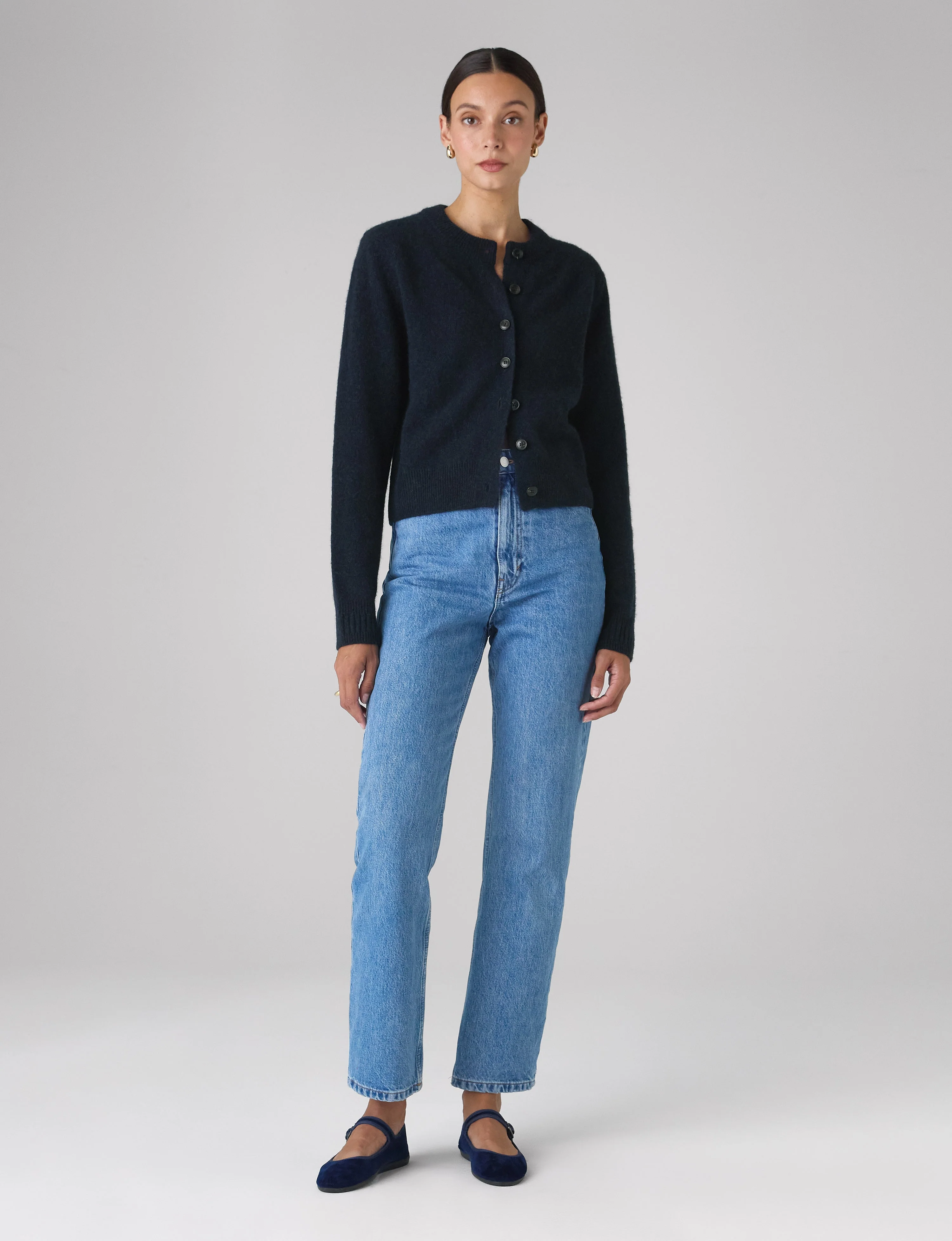 Jura Cardigan: Yak Wool, Navy Blue - With Nothing Underneath