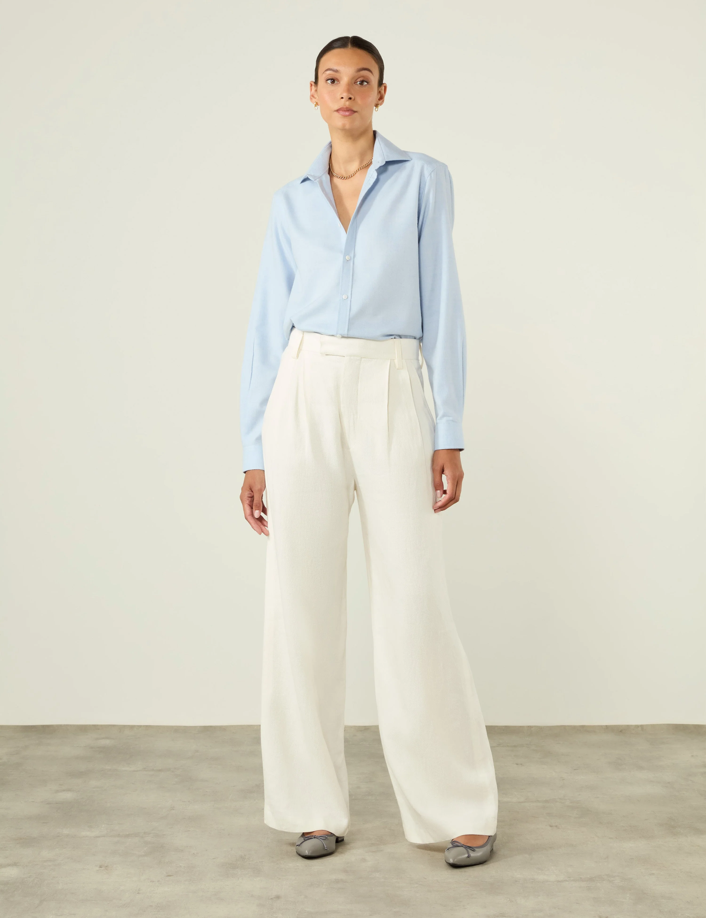 The Classic: Fine Brushed, Dusty Blue - With Nothing Underneath