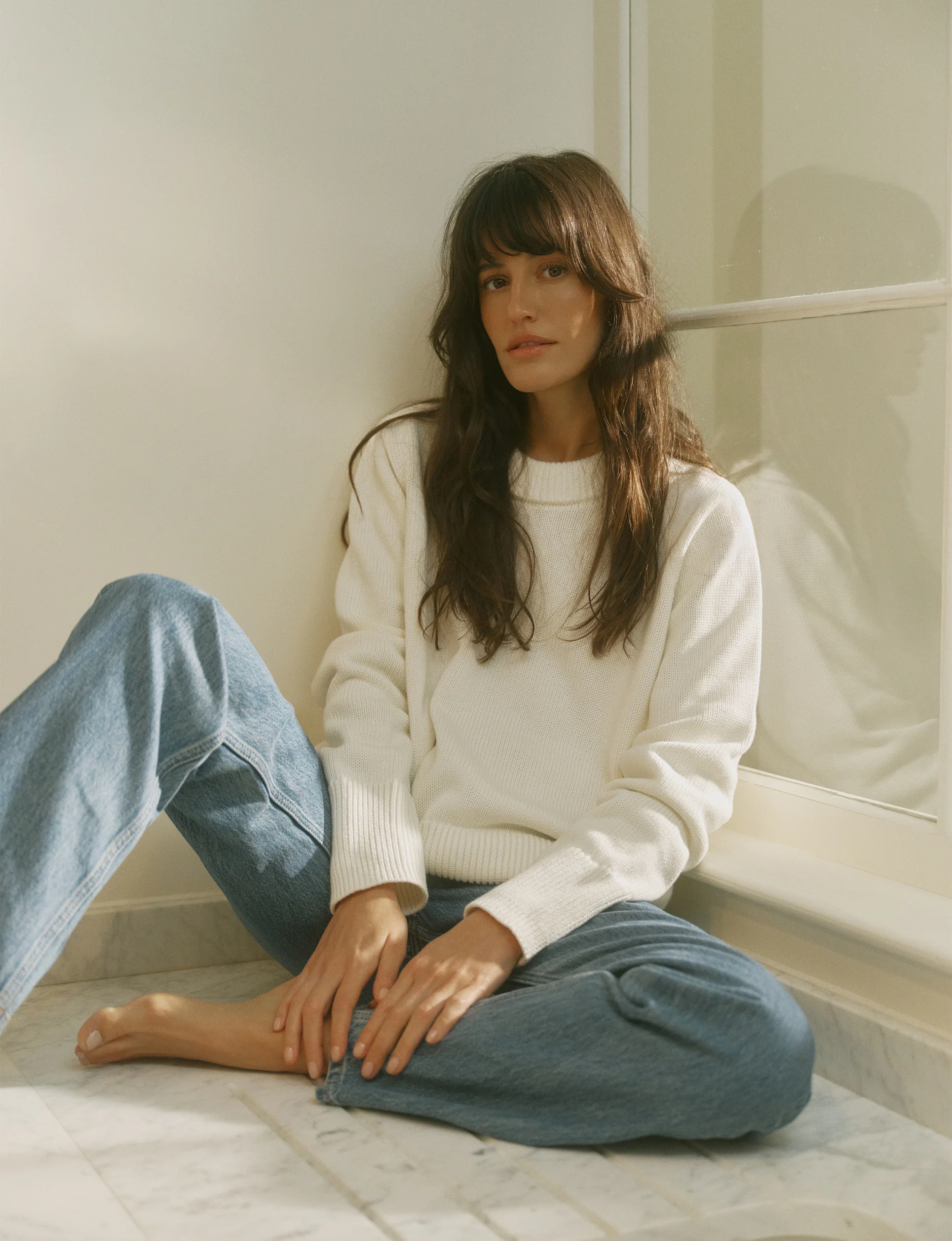 Devon Jumper: Cotton, Cream - With Nothing Underneath