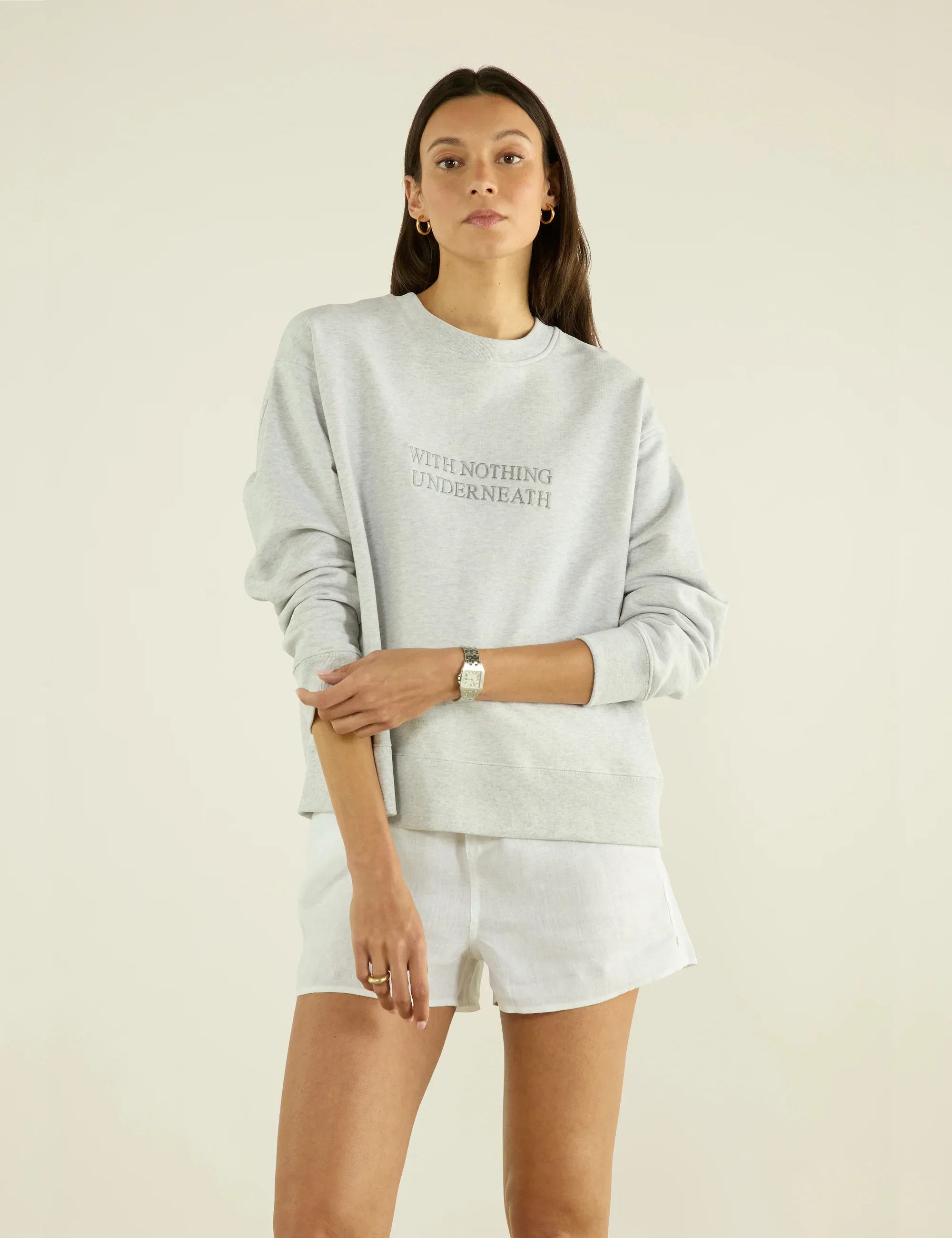 Spencer Sweatshirt: Cotton Jersey, Grey - With Nothing Underneath