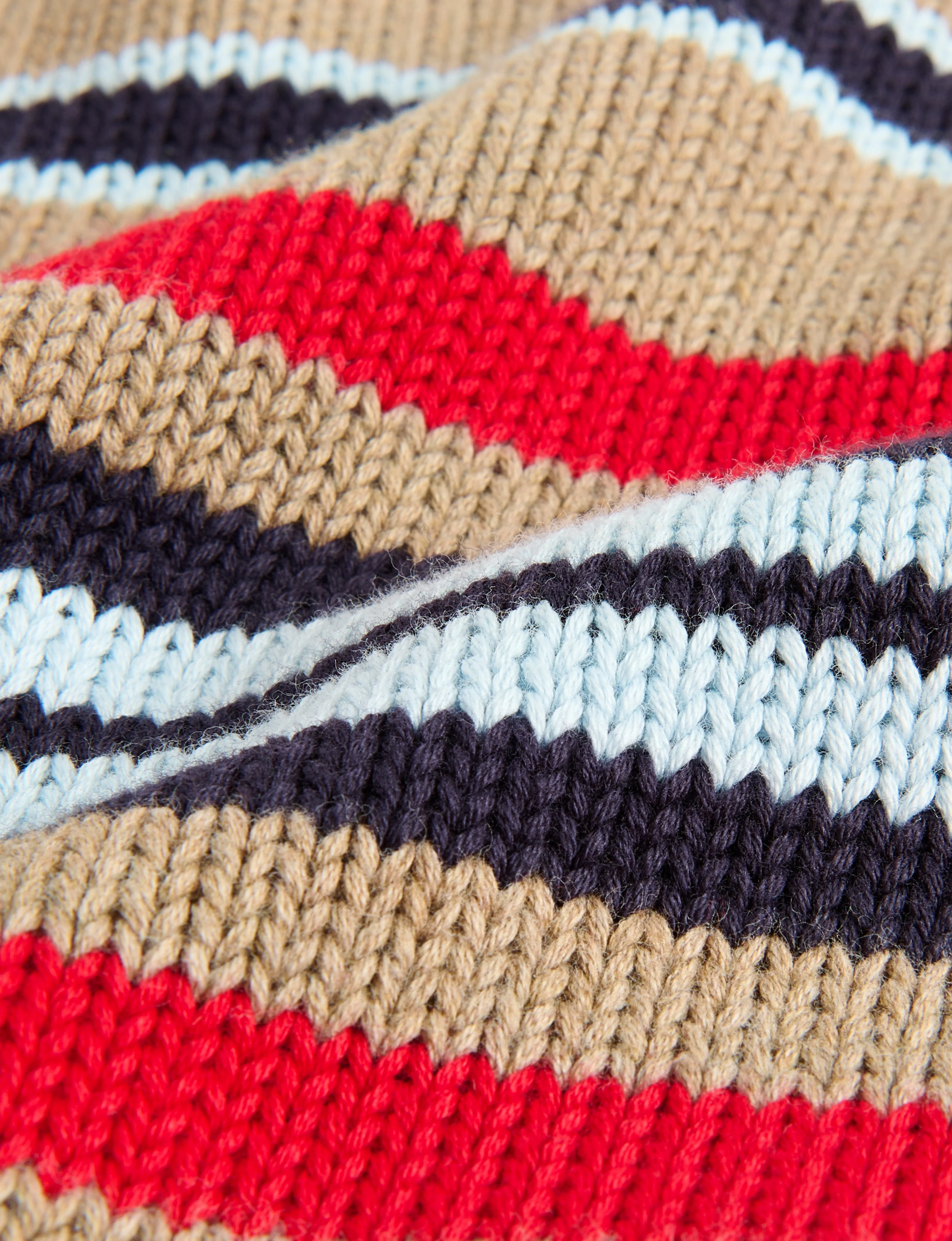 Devon Jumper: Cotton, Sand and Poppy Multi Stripe - With Nothing Underneath