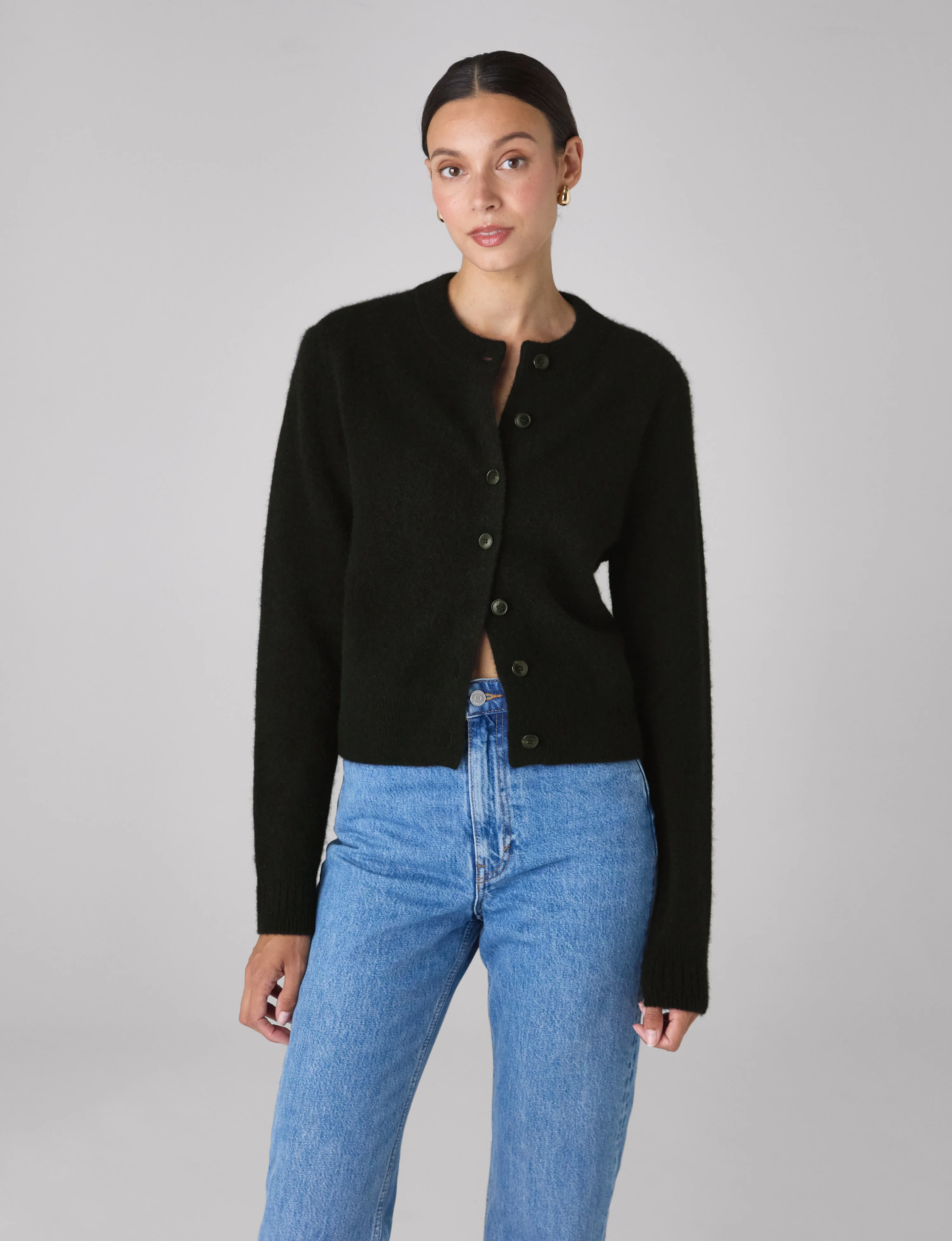 Jura Cardigan: Yak Wool, Black - With Nothing Underneath