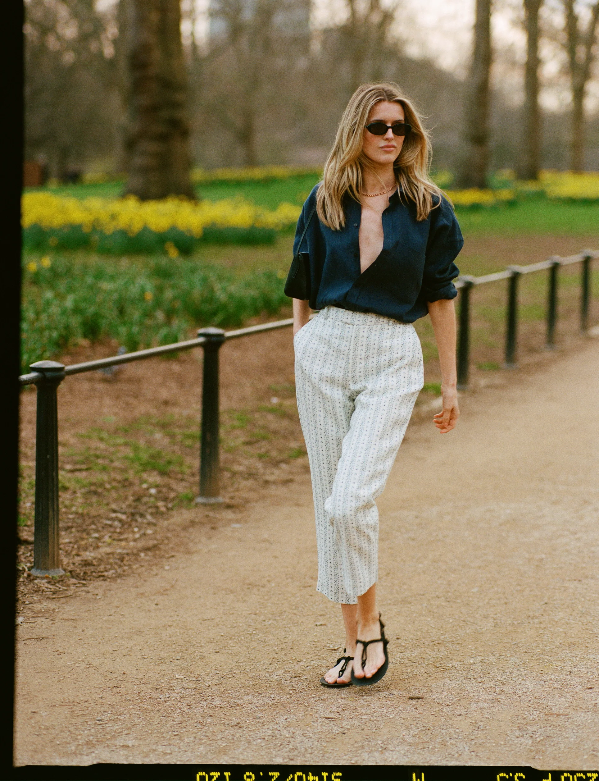 Regent Cigarette Trouser: Linen, Plum Print - With Nothing Underneath
