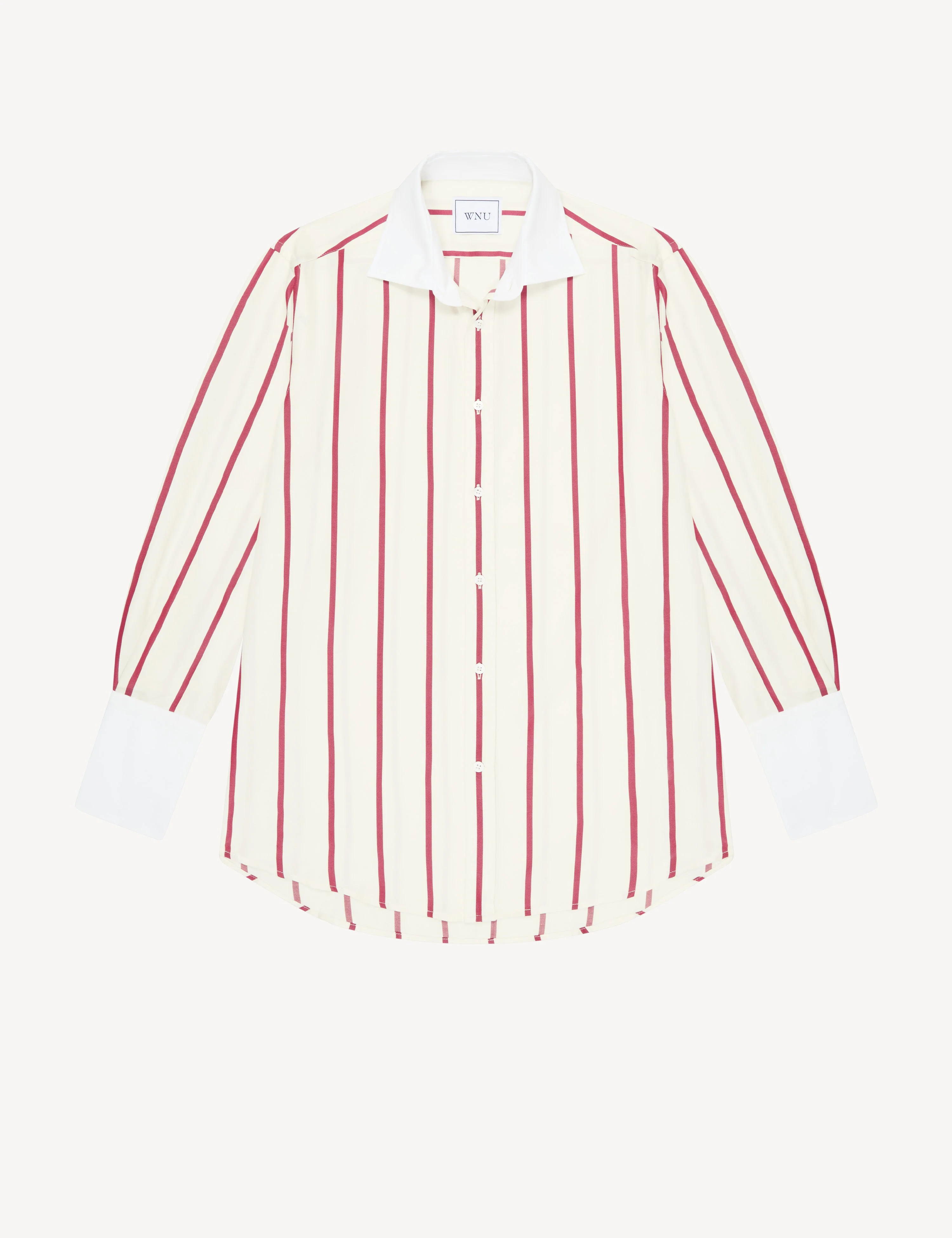 The Boyfriend Exaggerated Cuff: TENCEL™ Lyocell, Burgundy Stripe - With Nothing Underneath