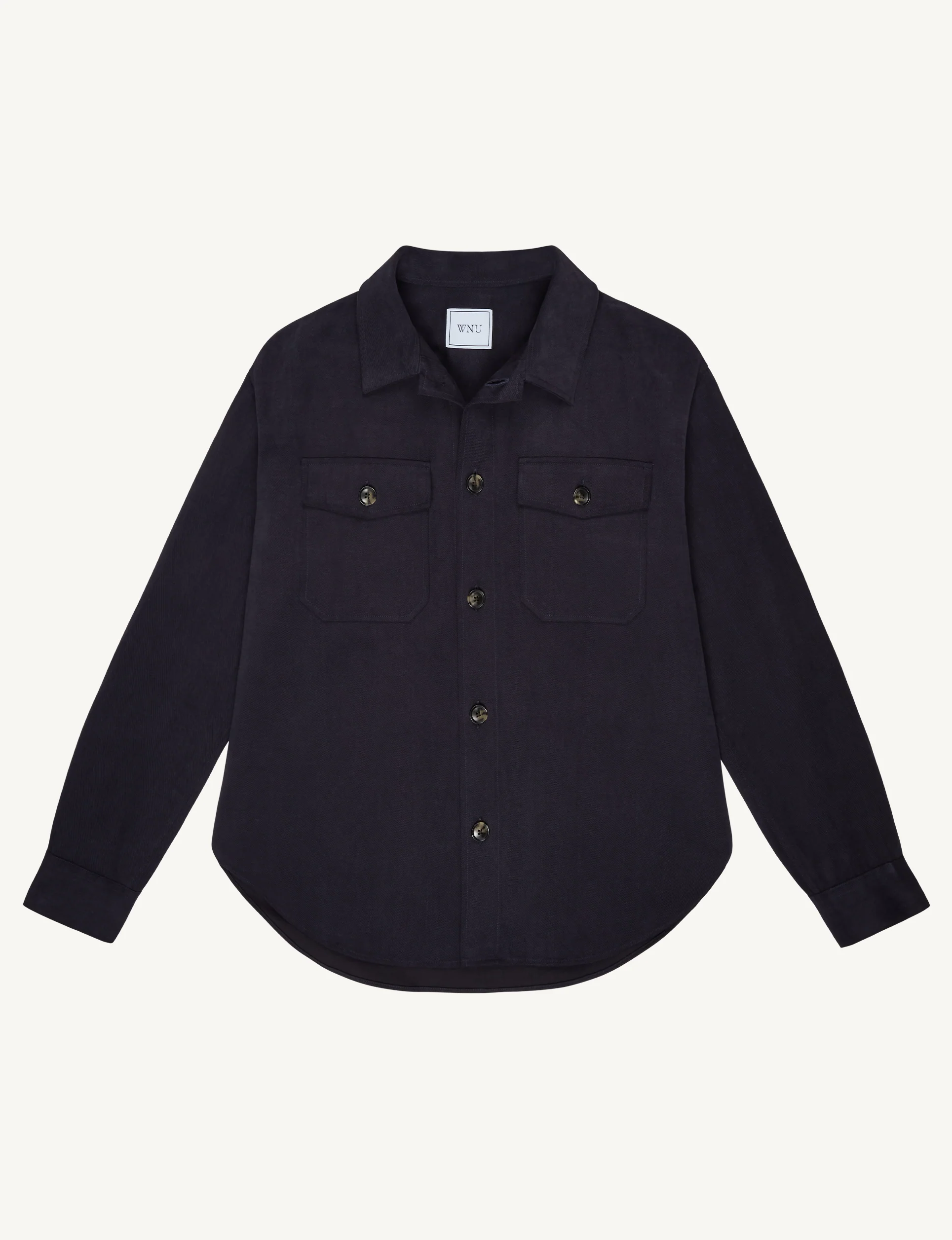 Stow Overshirt: Brushed Twill, Navy Blue - With Nothing Underneath