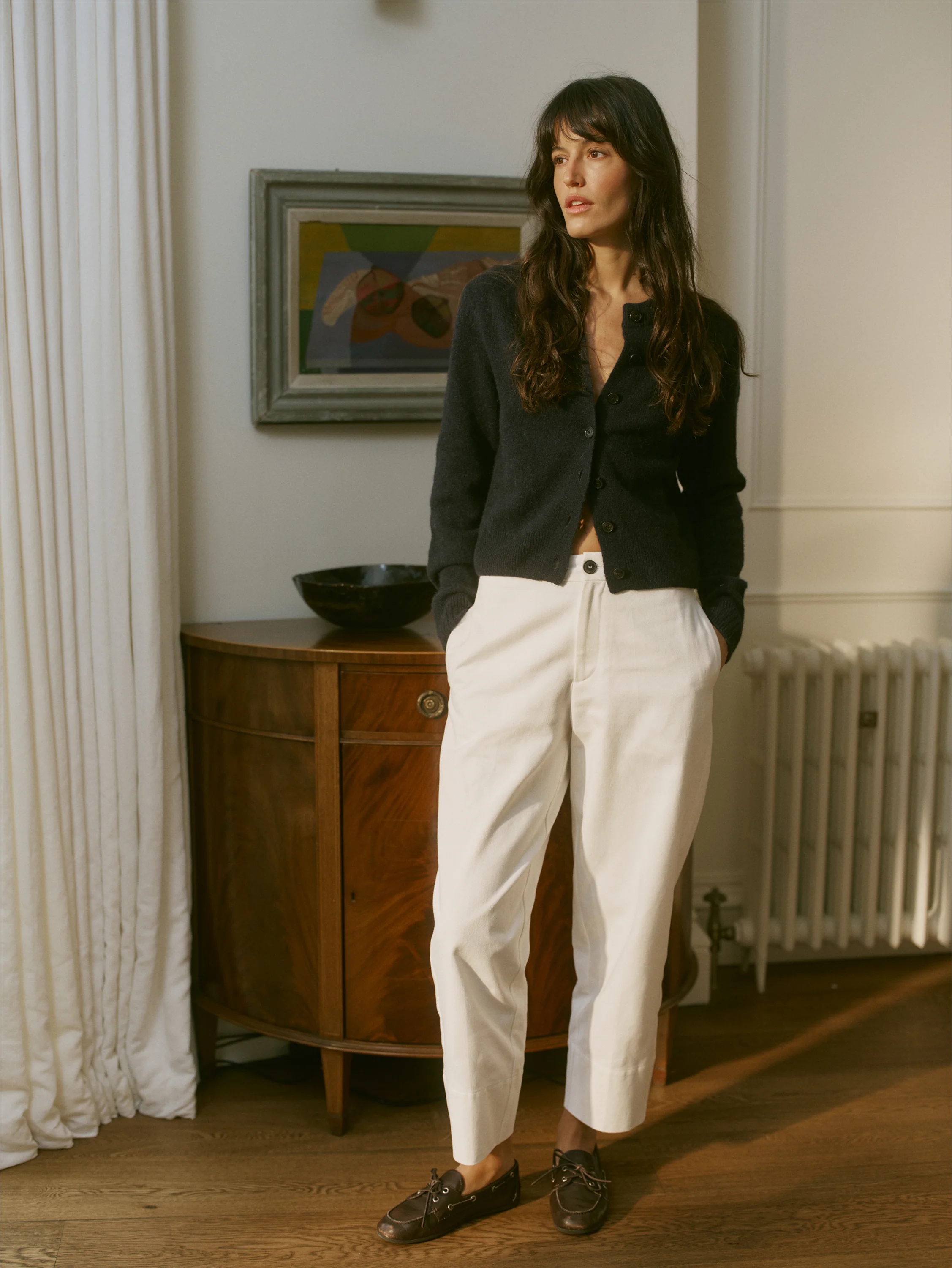 Chartwell Trouser: Cotton Twill, Off White - With Nothing Underneath