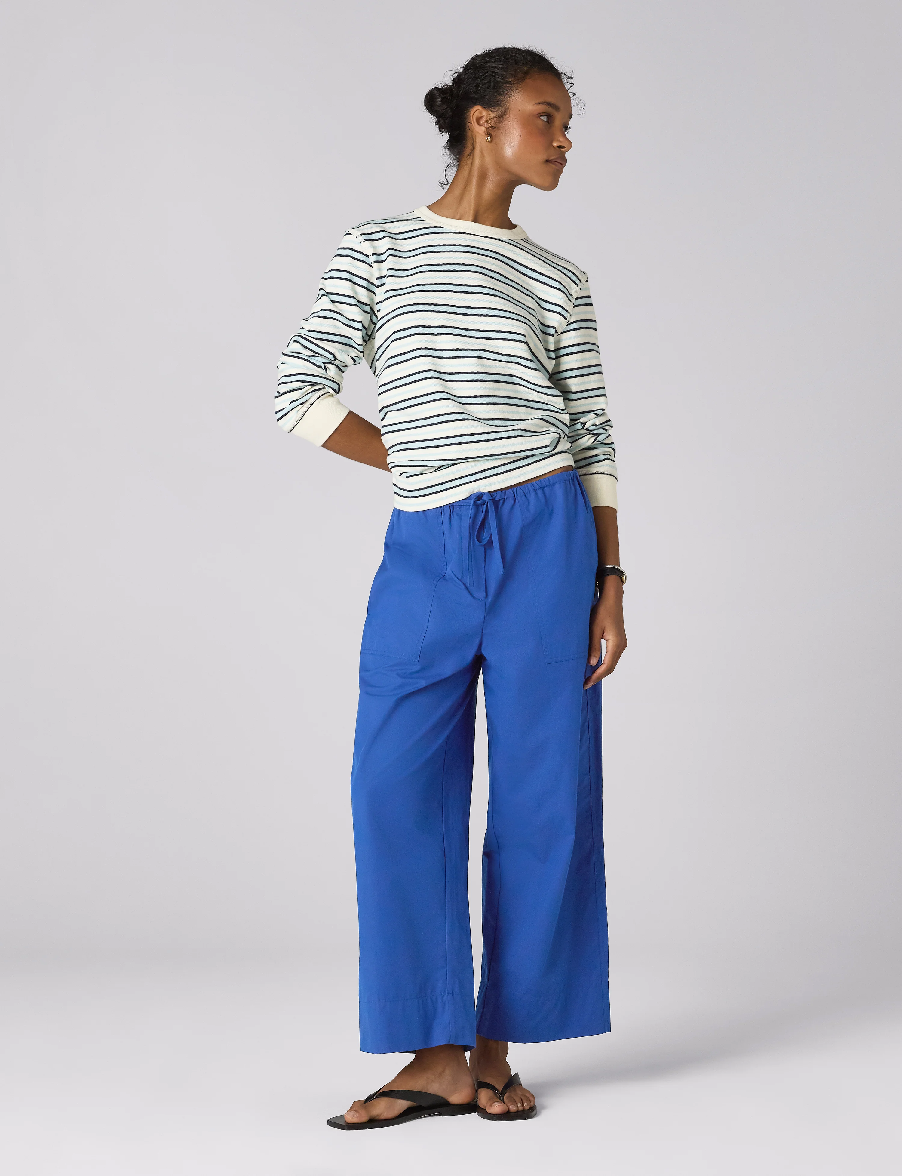 Sifnos Trousers: Fine Poplin, Cobalt Blue x Lucy Williams - With Nothing Underneath