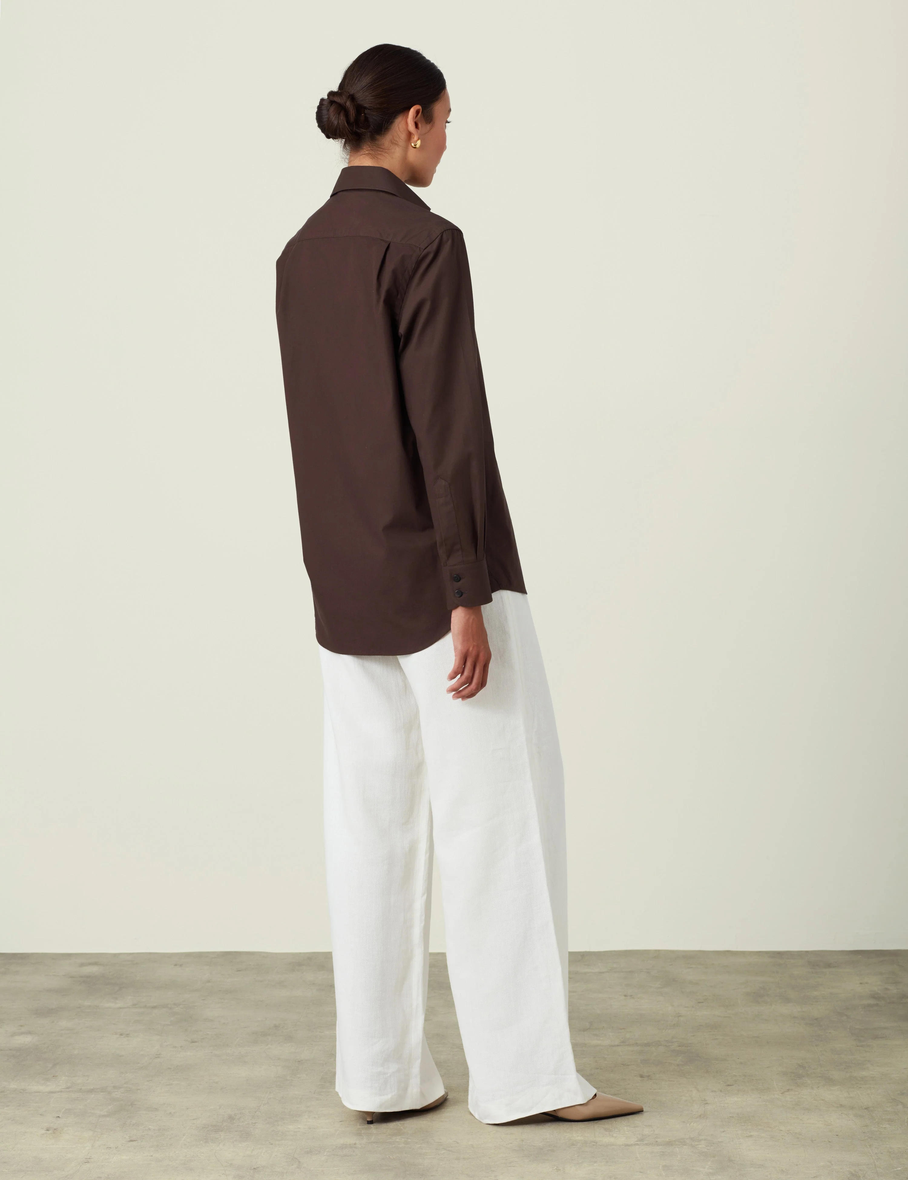 The Boyfriend: Fine Poplin, Chocolate - With Nothing Underneath