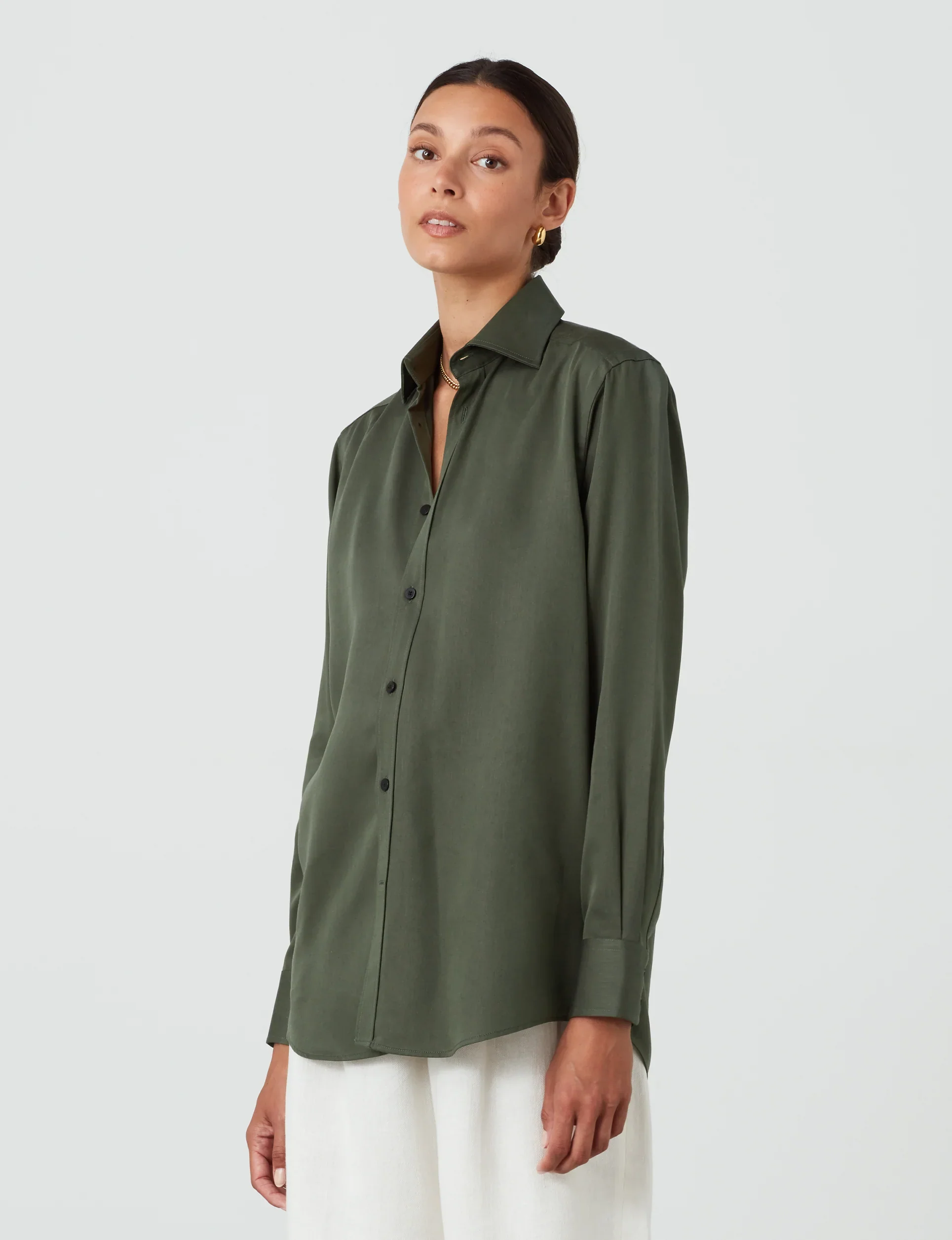 The Boyfriend: TENCEL™ Lyocell, Khaki - With Nothing Underneath