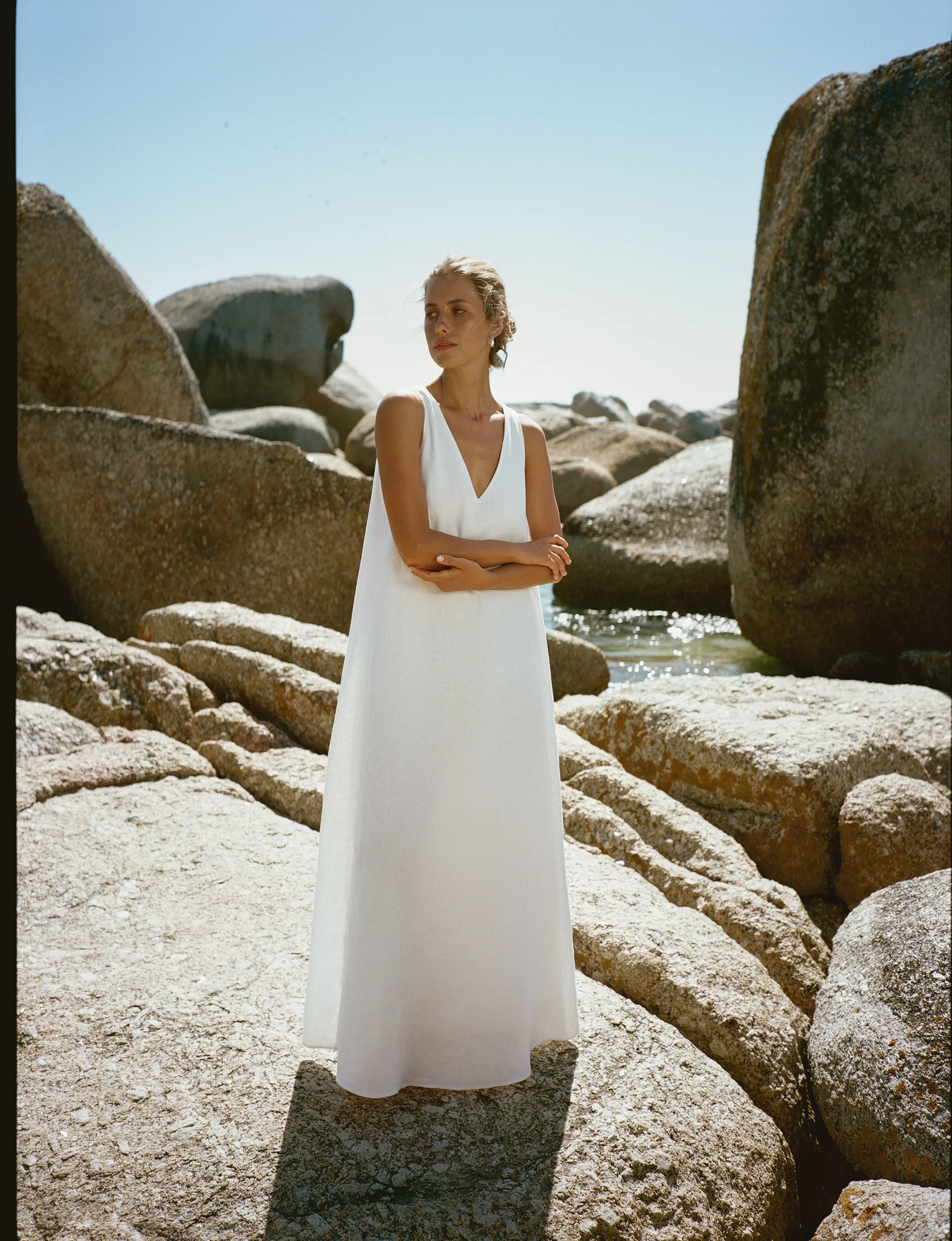 Blenheim Dress: Linen, White - With Nothing Underneath