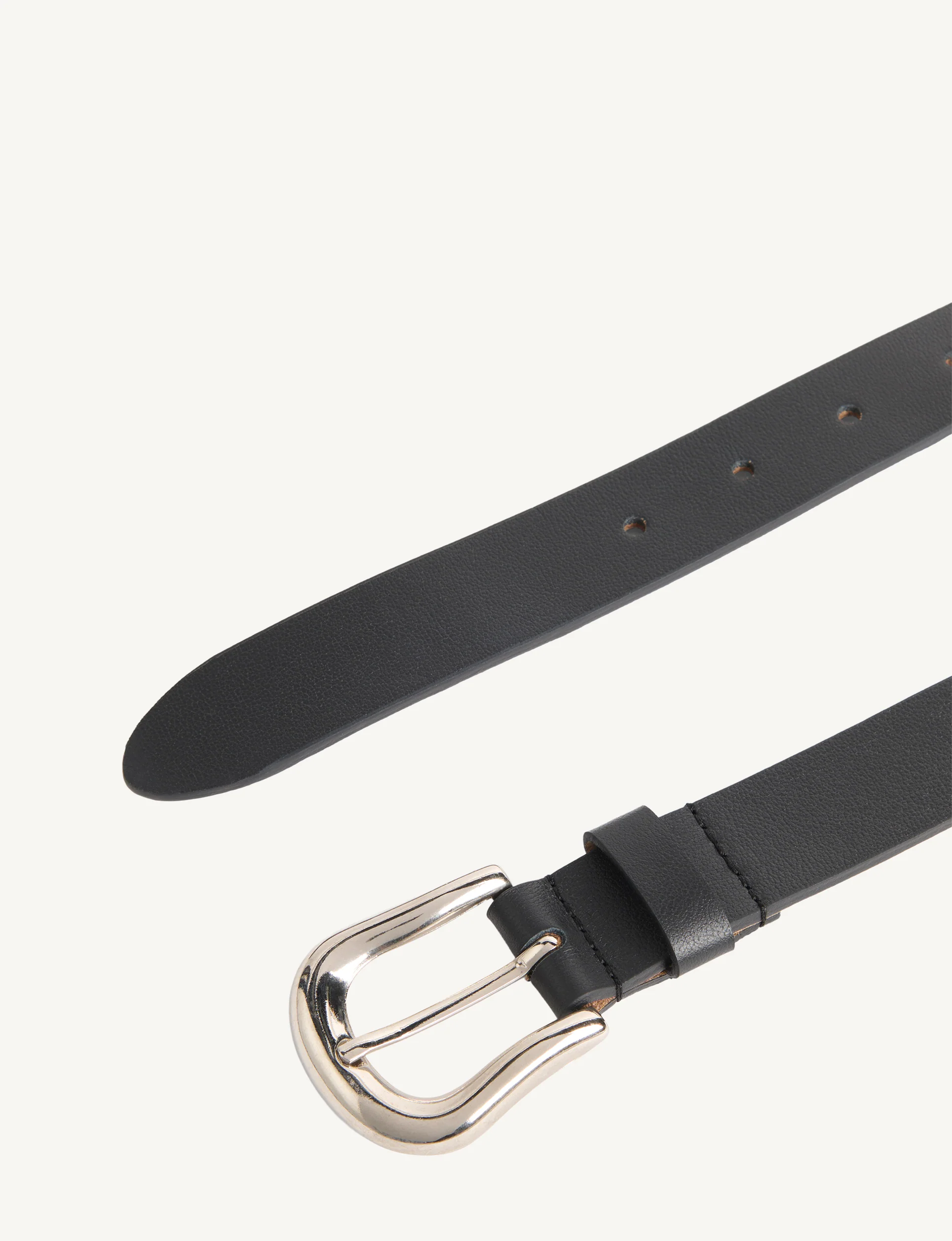 Stirrup Belt: Matte Leather, Black with Silver - With Nothing Underneath