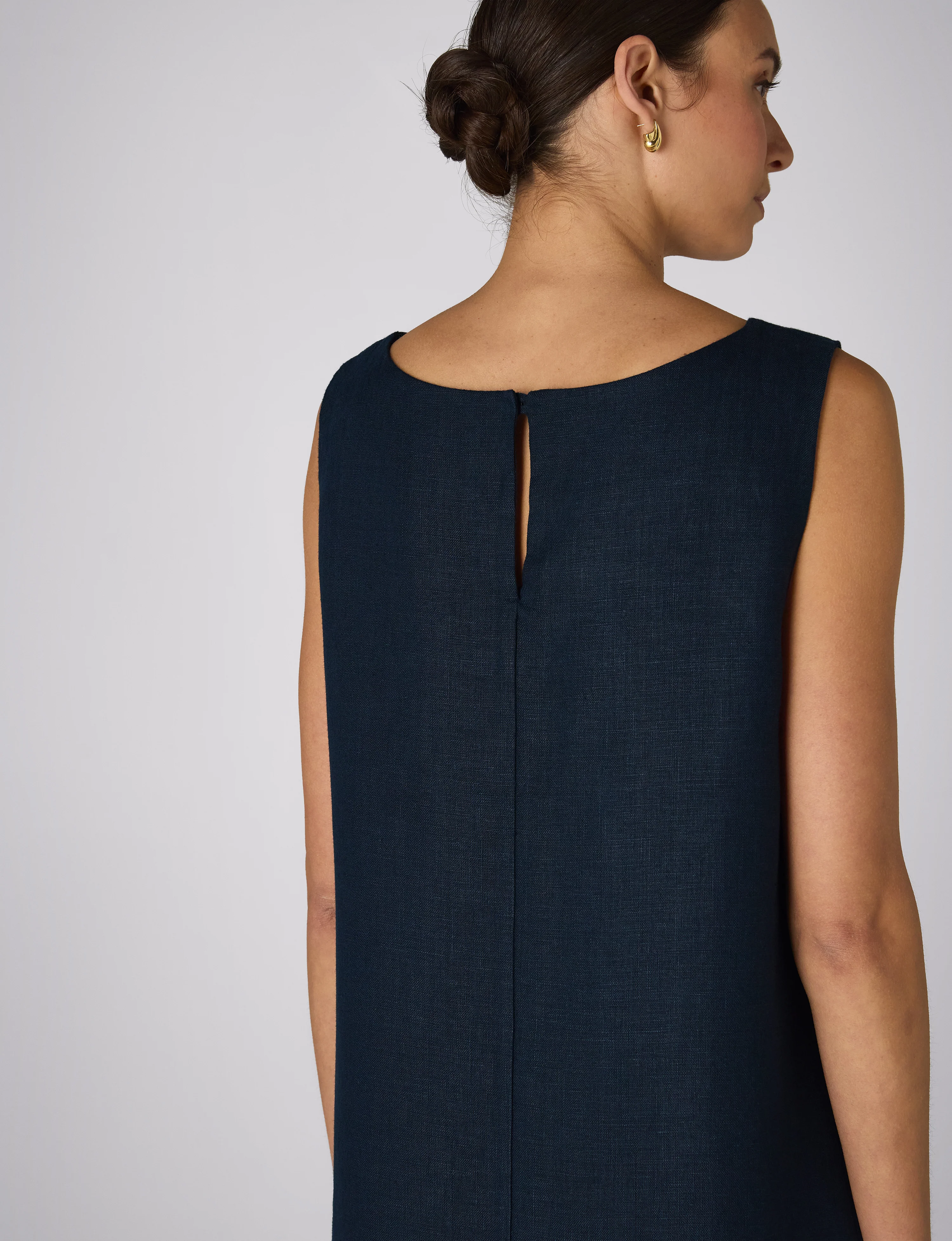 Jackie Dress: Linen, Navy Blue - With Nothing Underneath