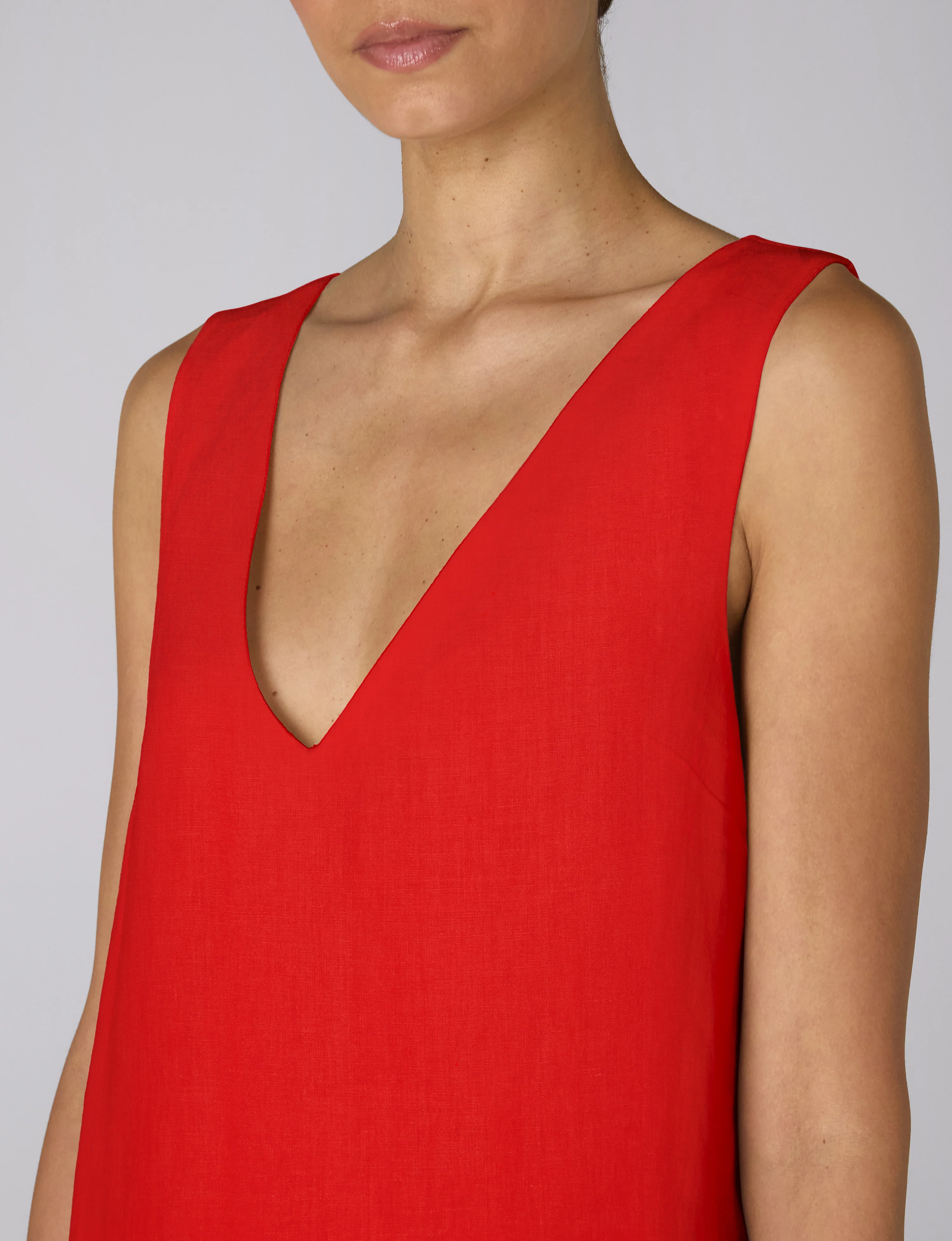 Sloane Dress: Linen, Red - With Nothing Underneath