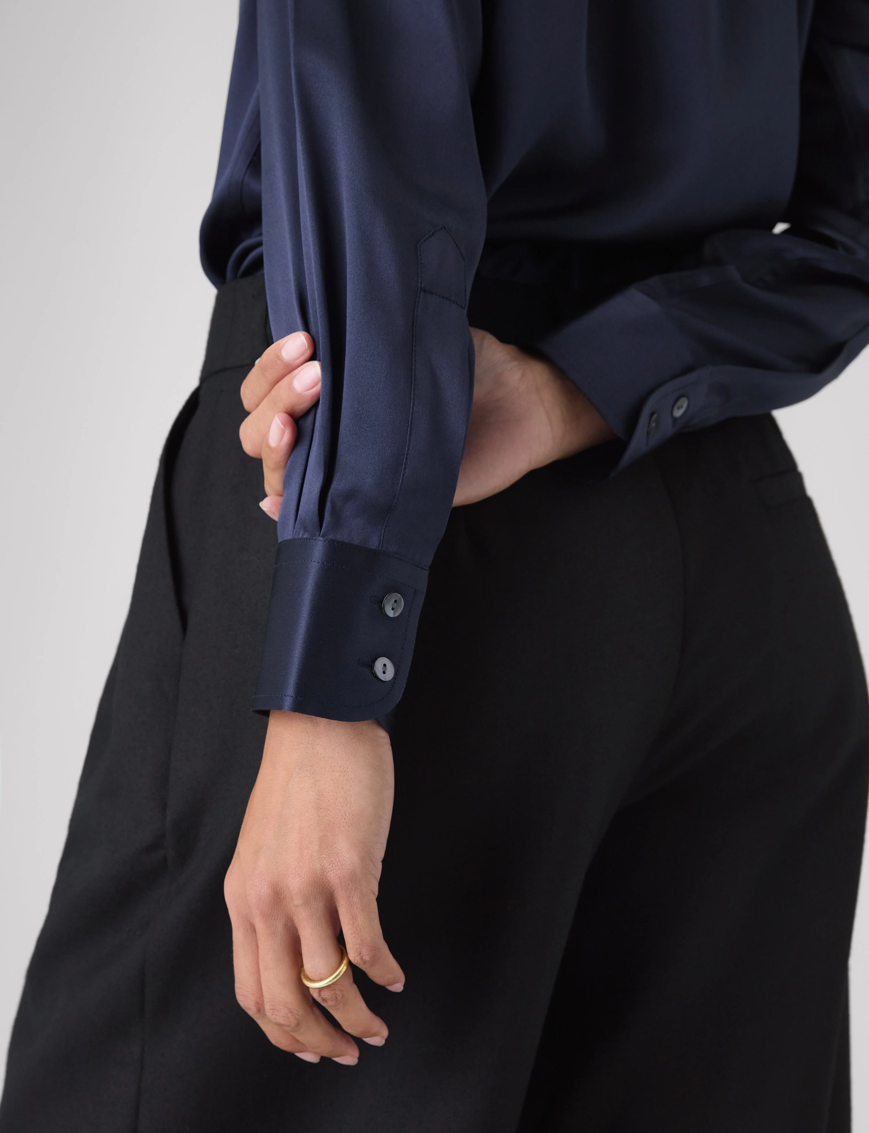 The Boyfriend: Silk Satin, Navy - With Nothing Underneath