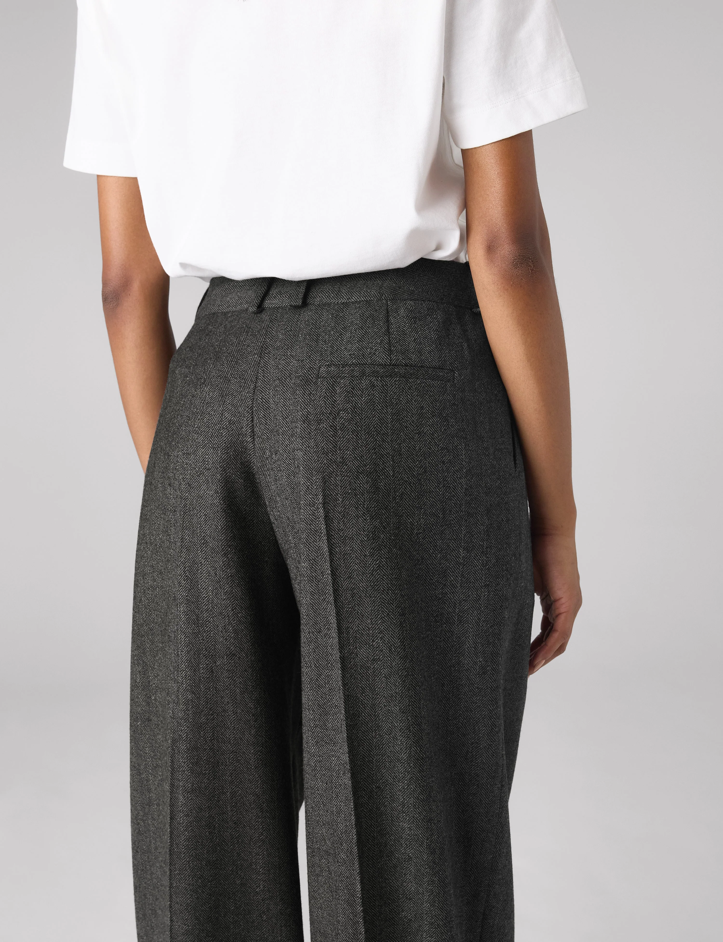 Rampling Trouser: Wool, Grey Herringbone - With Nothing Underneath