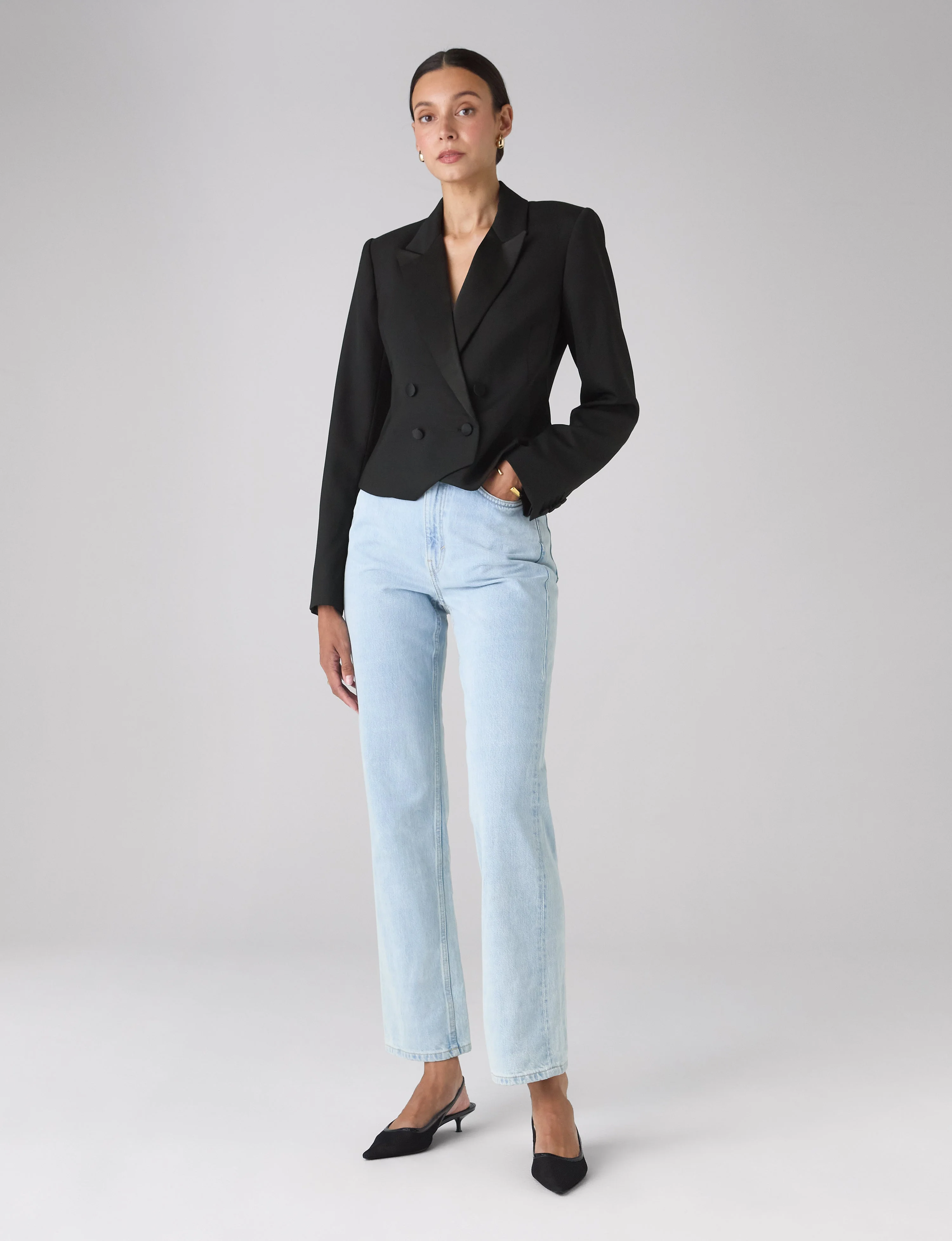 Belgravia Cropped Tuxedo: Wool, Black - With Nothing Underneath