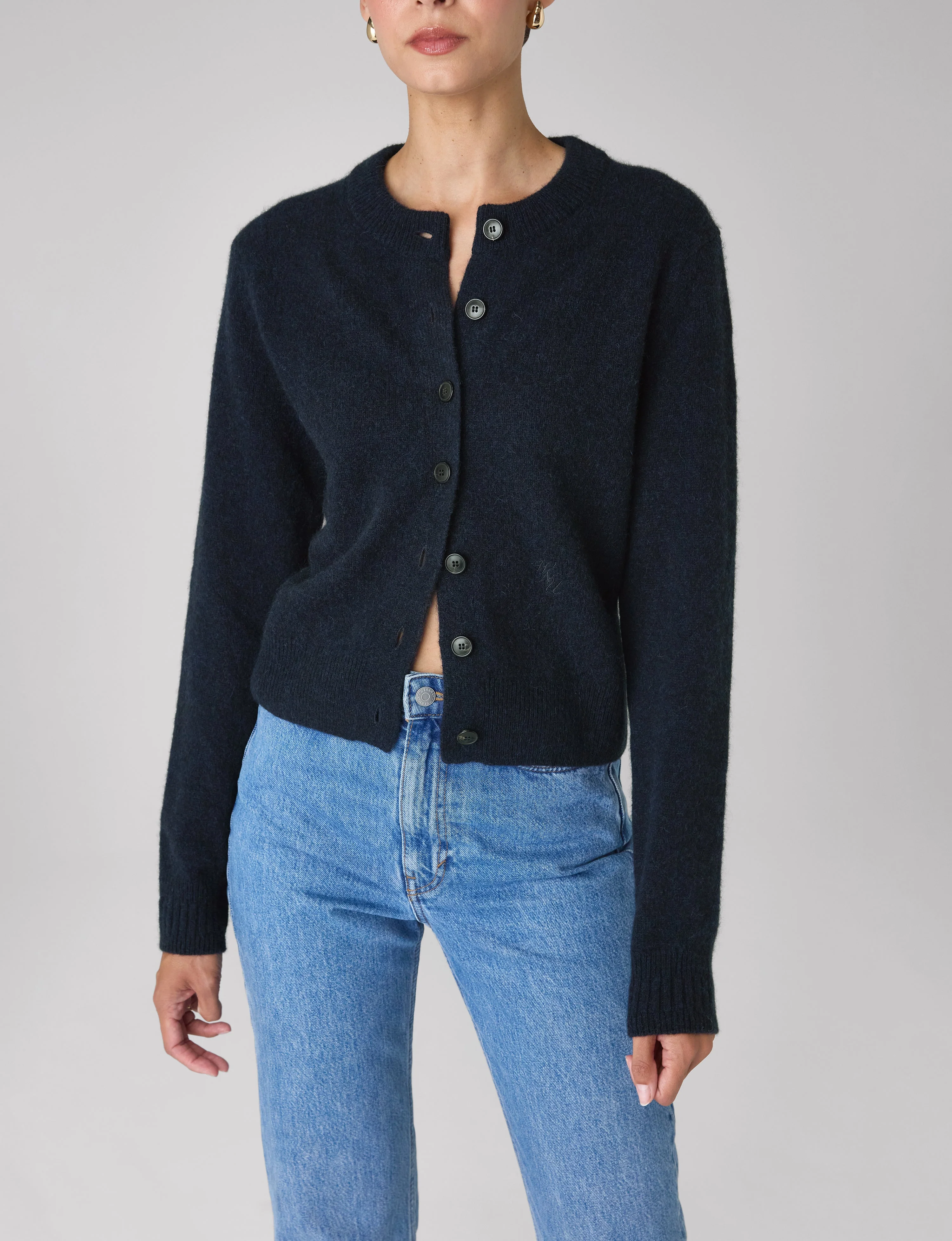 Jura Cardigan: Yak Wool, Navy Blue - With Nothing Underneath