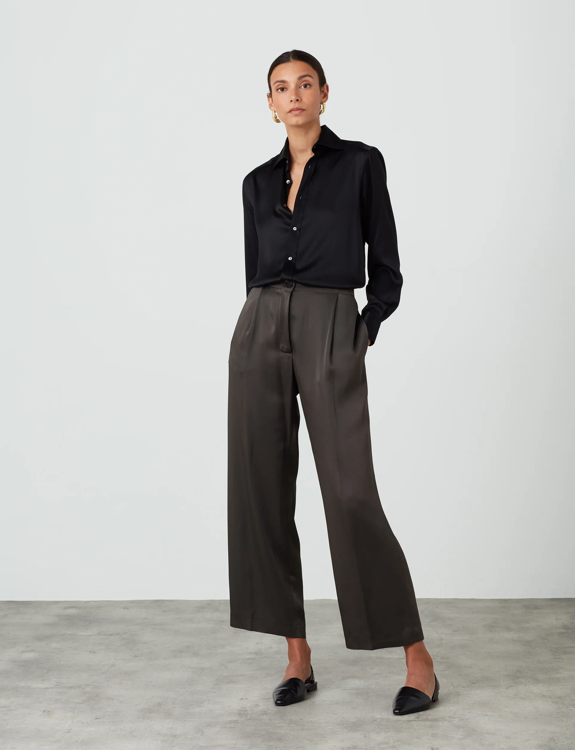 The Boyfriend: Silk Satin, Onyx - With Nothing Underneath